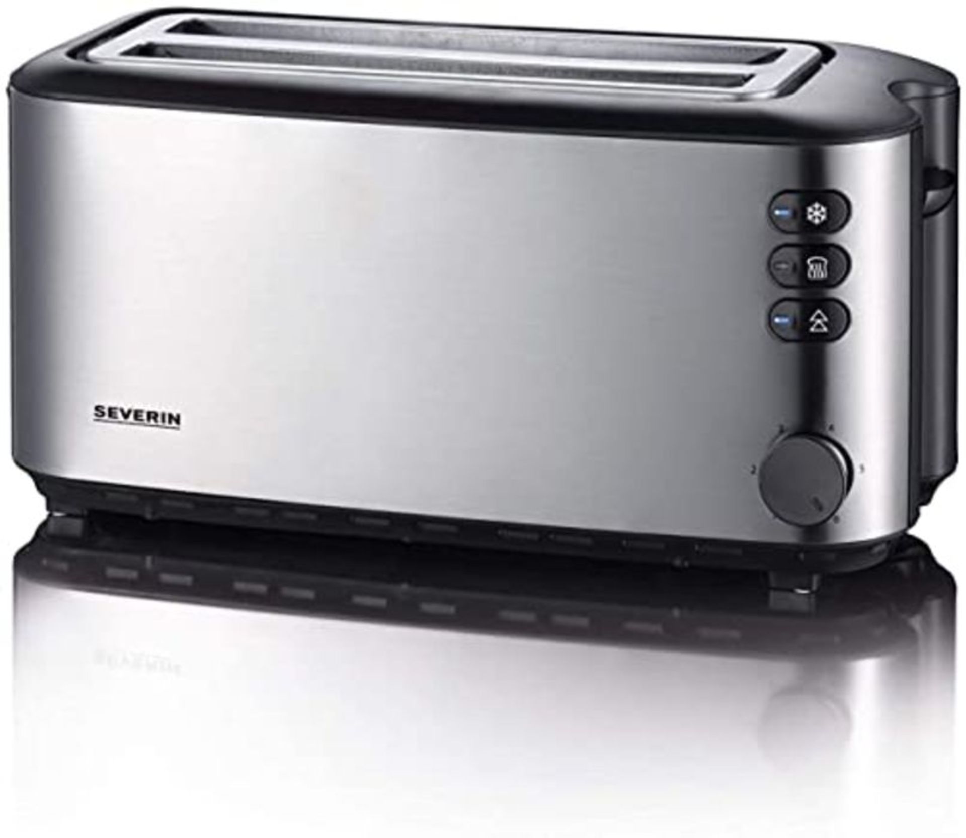 Severin 2509 Automatic 4-Slice Long Slot Toaster, 1400 W, Stainless Steel-Black Chambe