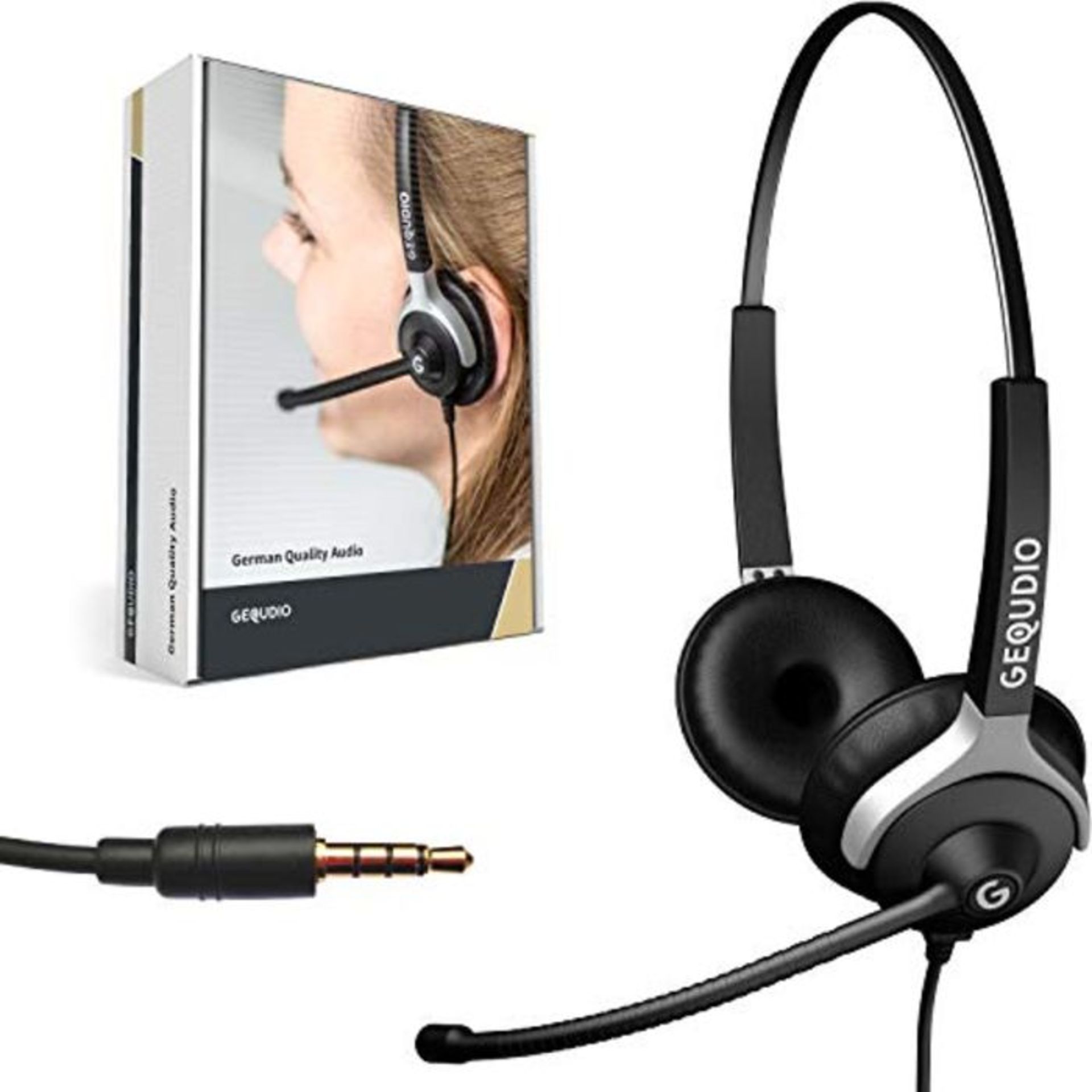 RRP £55.00 GEQUDIO Headset mit 3,5mm Klinke kompatibel mit FritzFon C6, MacBook, Smartphone, Spee