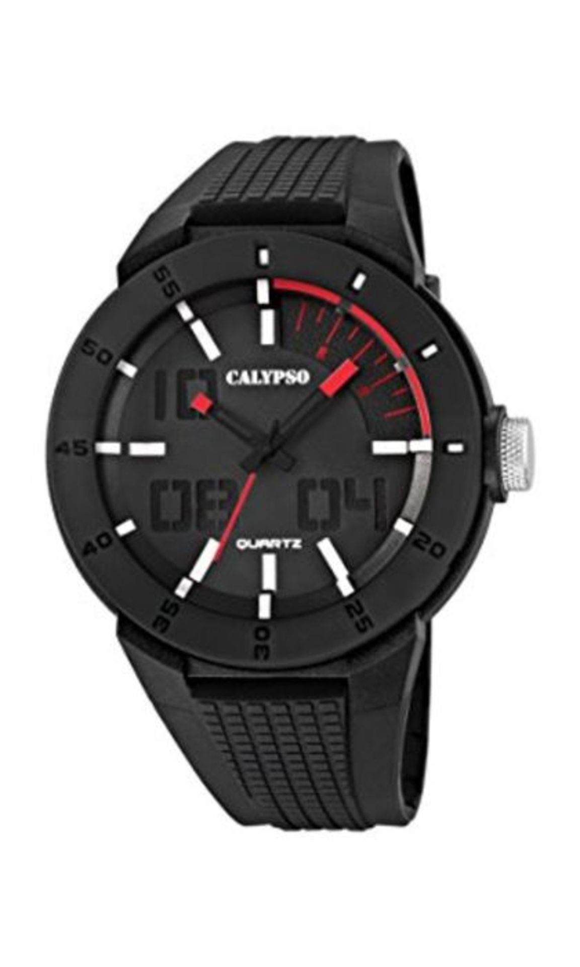 Calypso Men's Quartz Watch with Black Dial Analogue Display and Black Plastic Strap K5