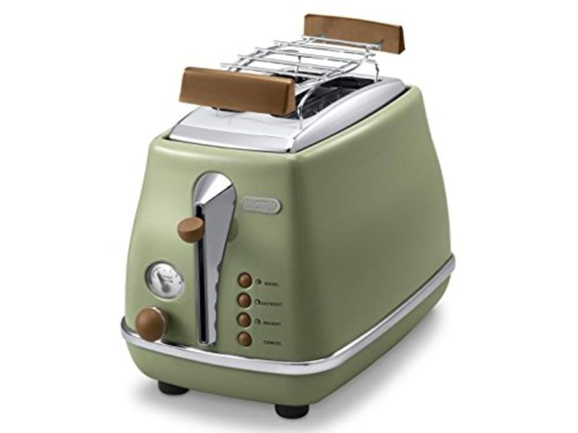 RRP £89.00 De'Longhi CTOV 2103.GR Icona Vintage Toaster, Green [Energy Class A]