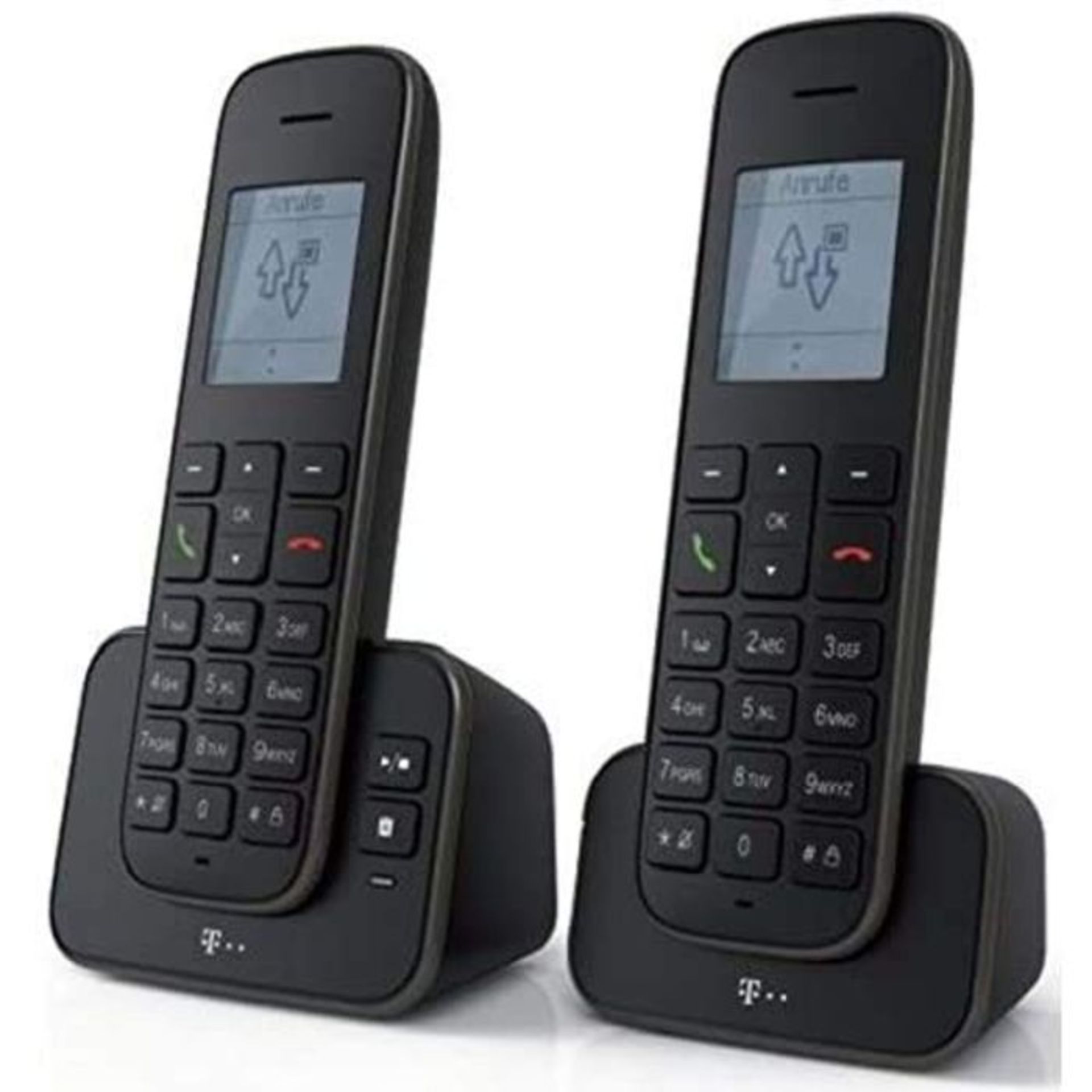 Telekom Sinus A207 DUO Schnurlostelefon mit AB schwarz - analoges DECT Telefon mit Anr