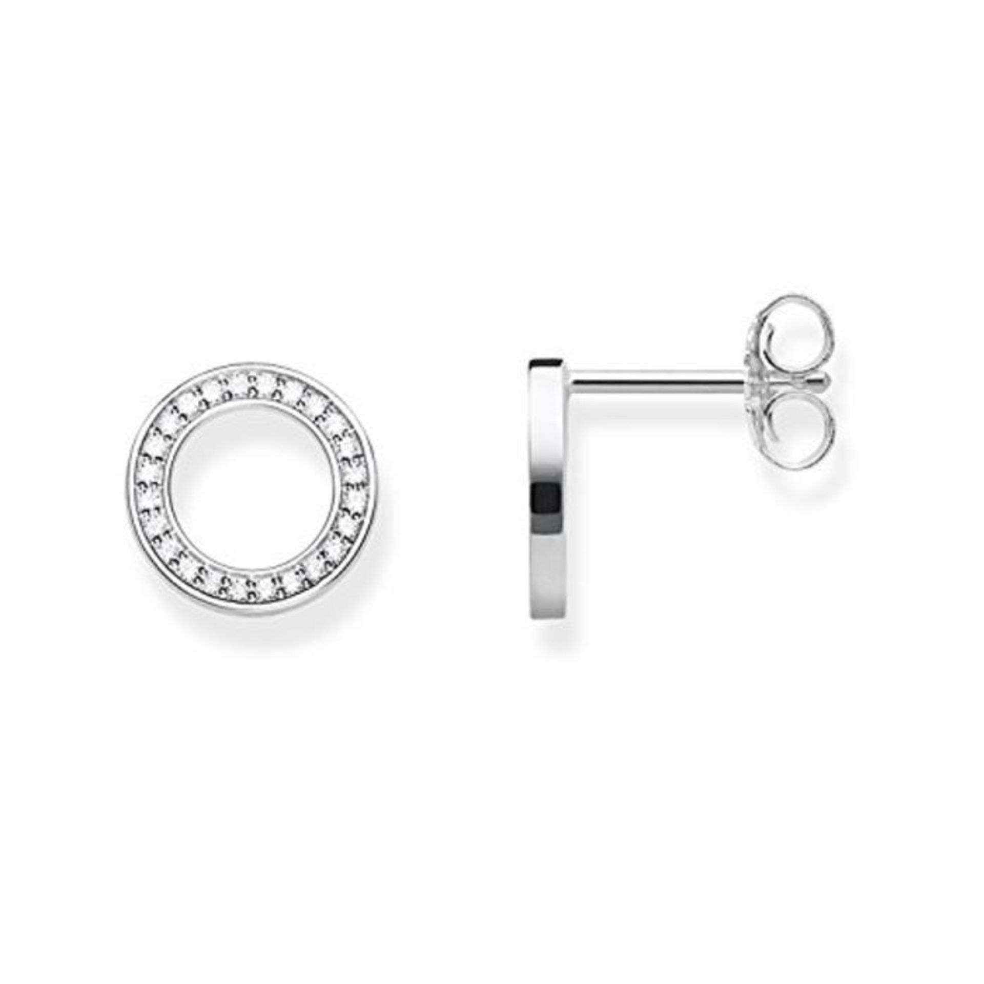 RRP £62.00 [CRACKED] Thomas Sabo Women Stud Earrings Circle 925 Sterling Silver H1947-051-14