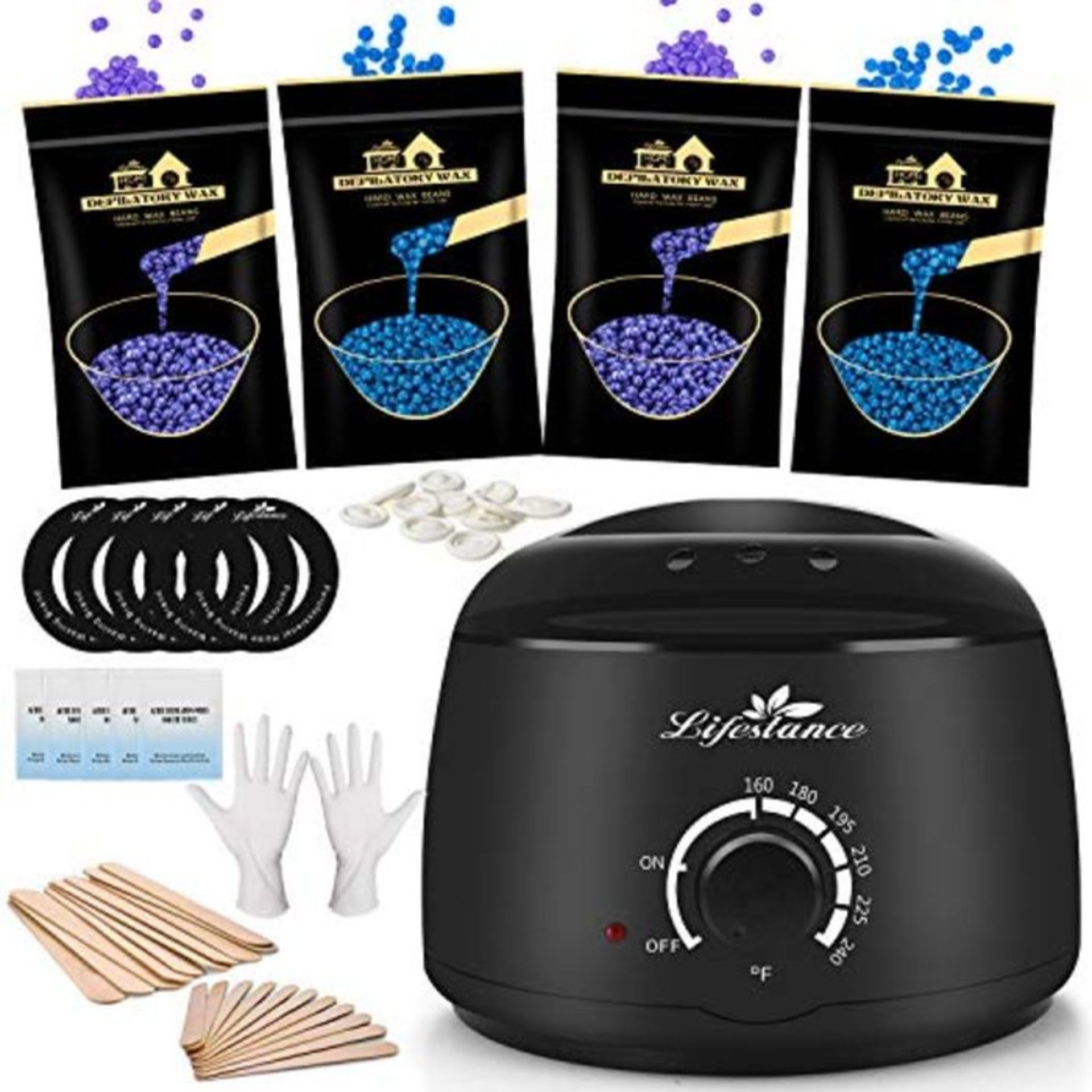 Lifestance Waxing Kit, Wax Warmer Hair Removal Kit with 400g Relaxing Lavender Formula