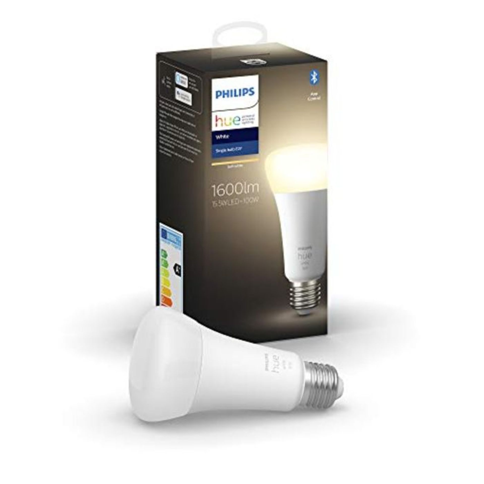 Philips Hue White E27 LED Einzelpack, hoher Lichtouput (1600lm), warmweiÃxes Licht,