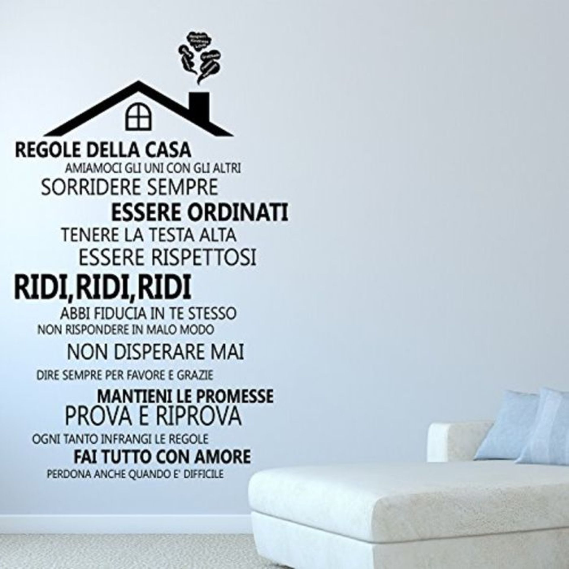 Wallflexi - Adesivi da parete "Regole della casa 2 - Italian", rimovibili autoadesivi,