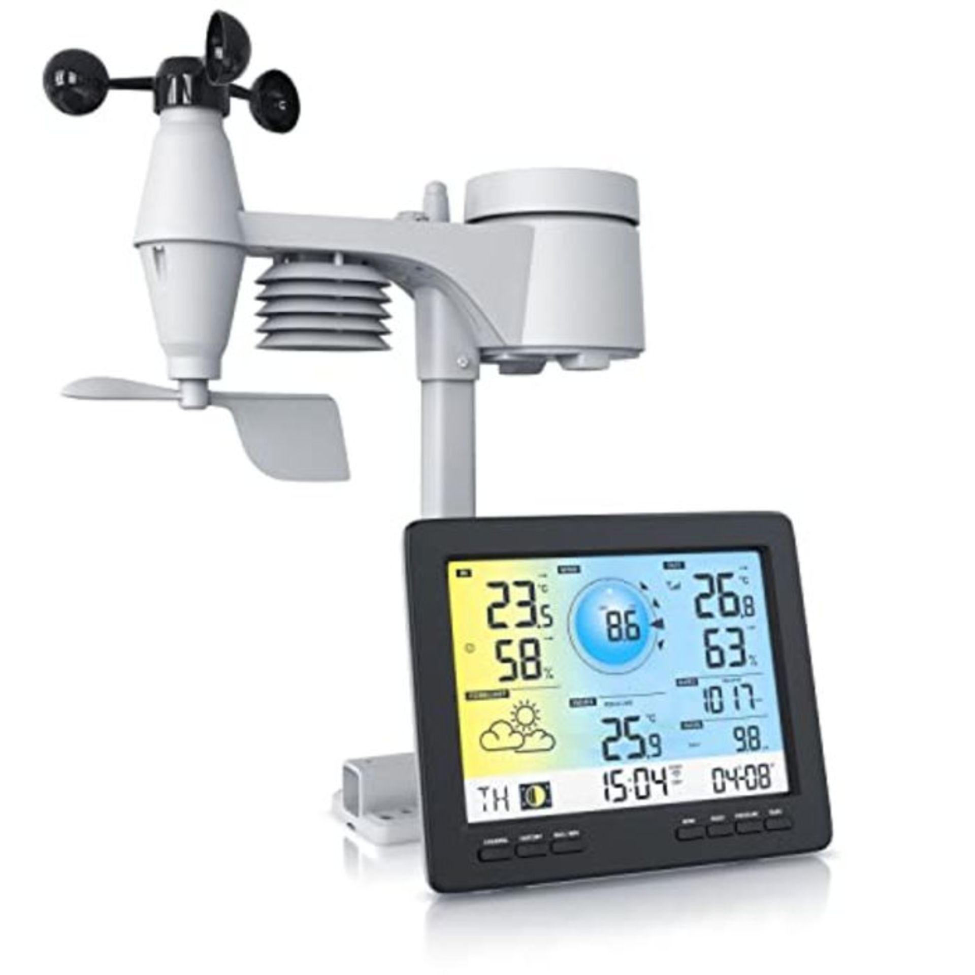 RRP £120.00 Brandson WLAN Weather Station Wireless with 5 in 1 Outdoor Sensor Black