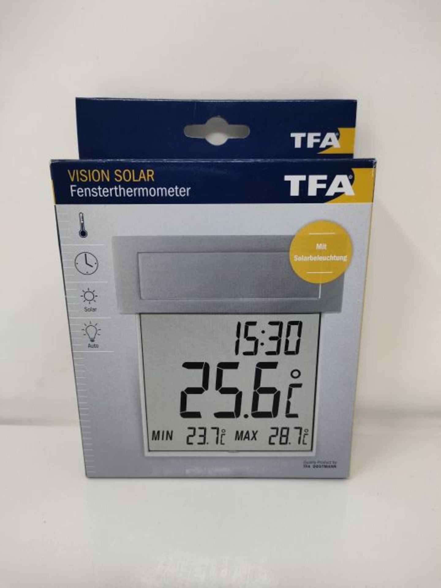 TFA Dostmann Vision Solar digitales Fensterthermometer, 30.1035, großes Display mit A - Image 2 of 3