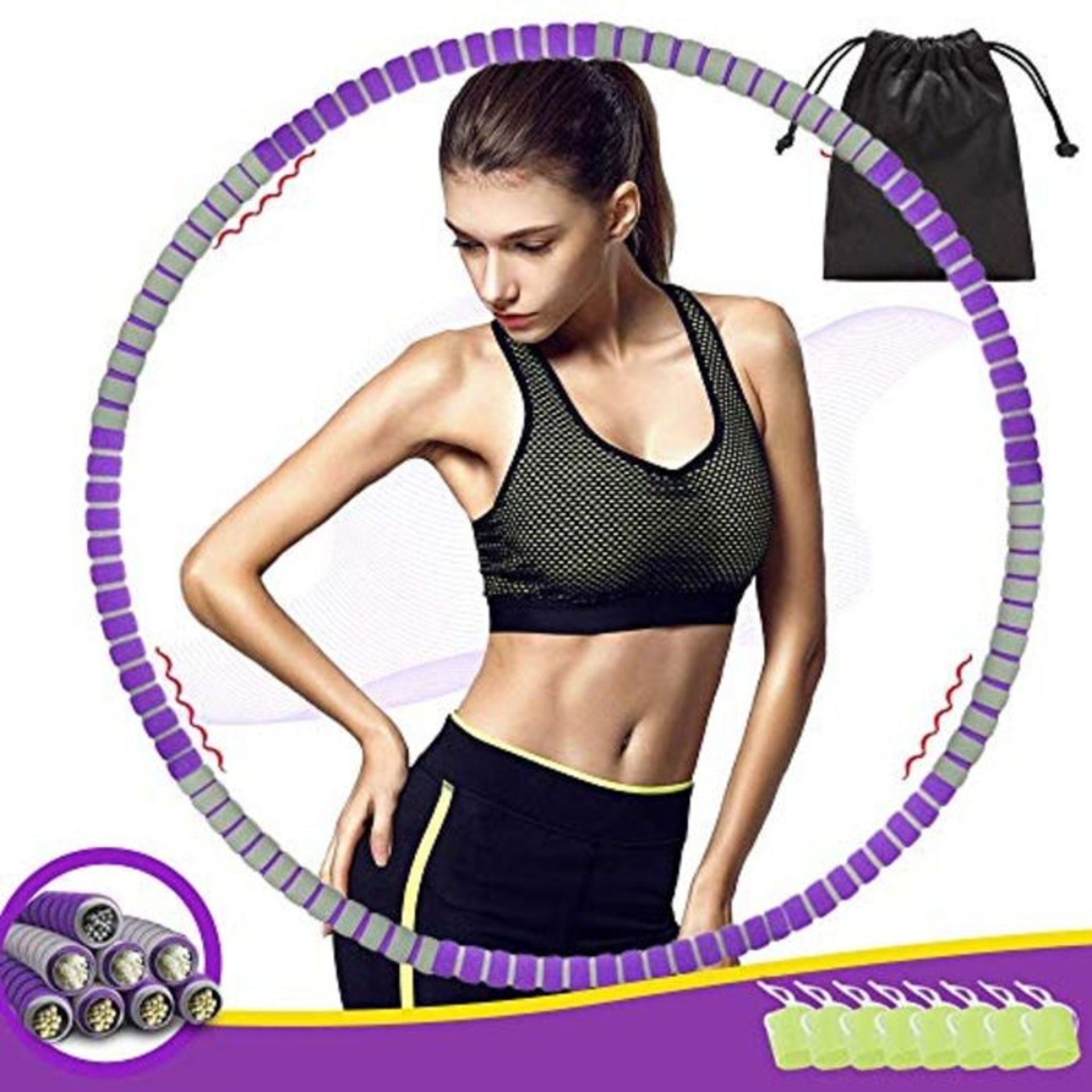 THOWALL Hula Hoop for Adults, 92CM 8-Section Weighted Hula Hoop for Exercise Fitness W