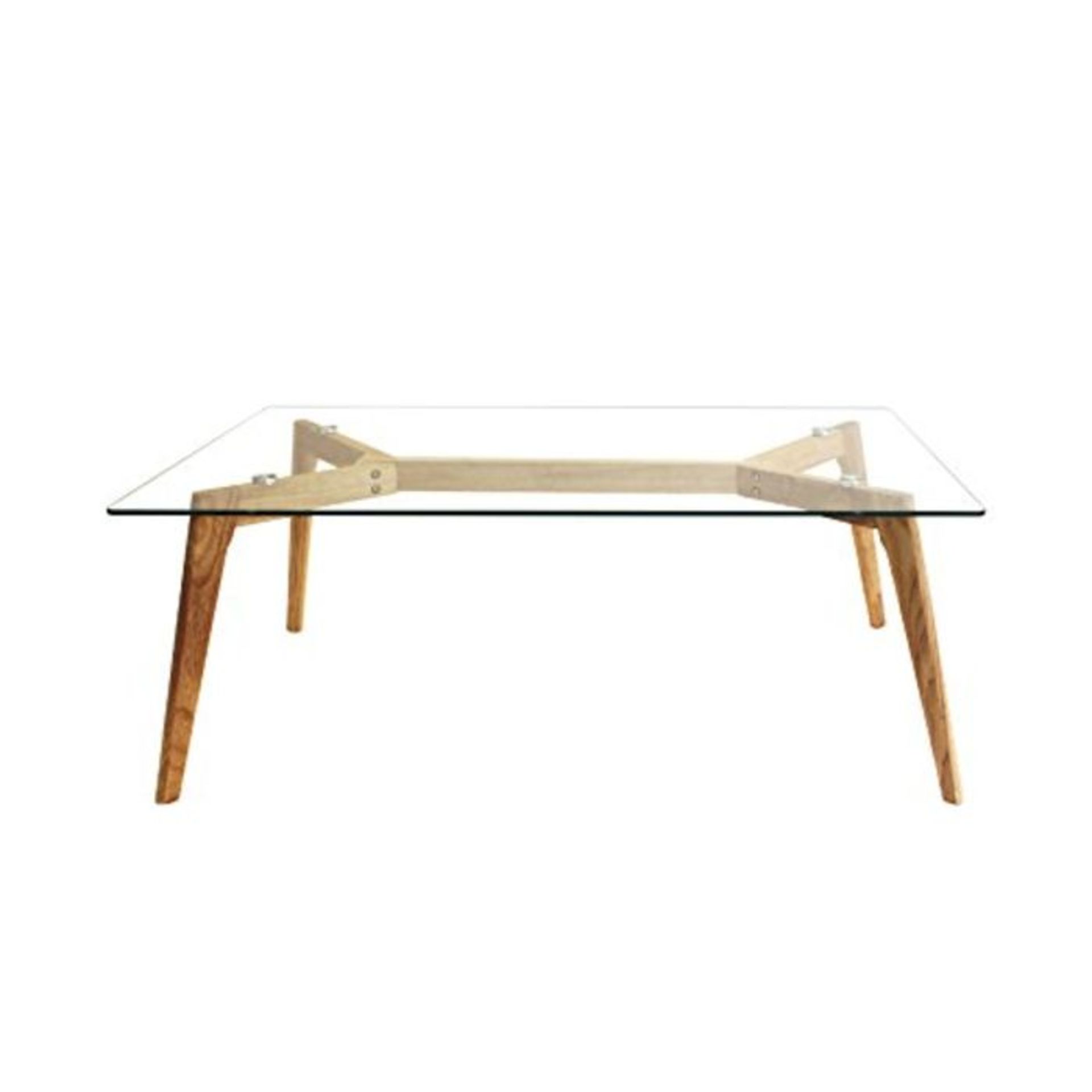 RRP £99.00 Marque Amazon - Movian HD3801 Table en Verre, Bois, Transparent-Marron, 110 x 60 x 45