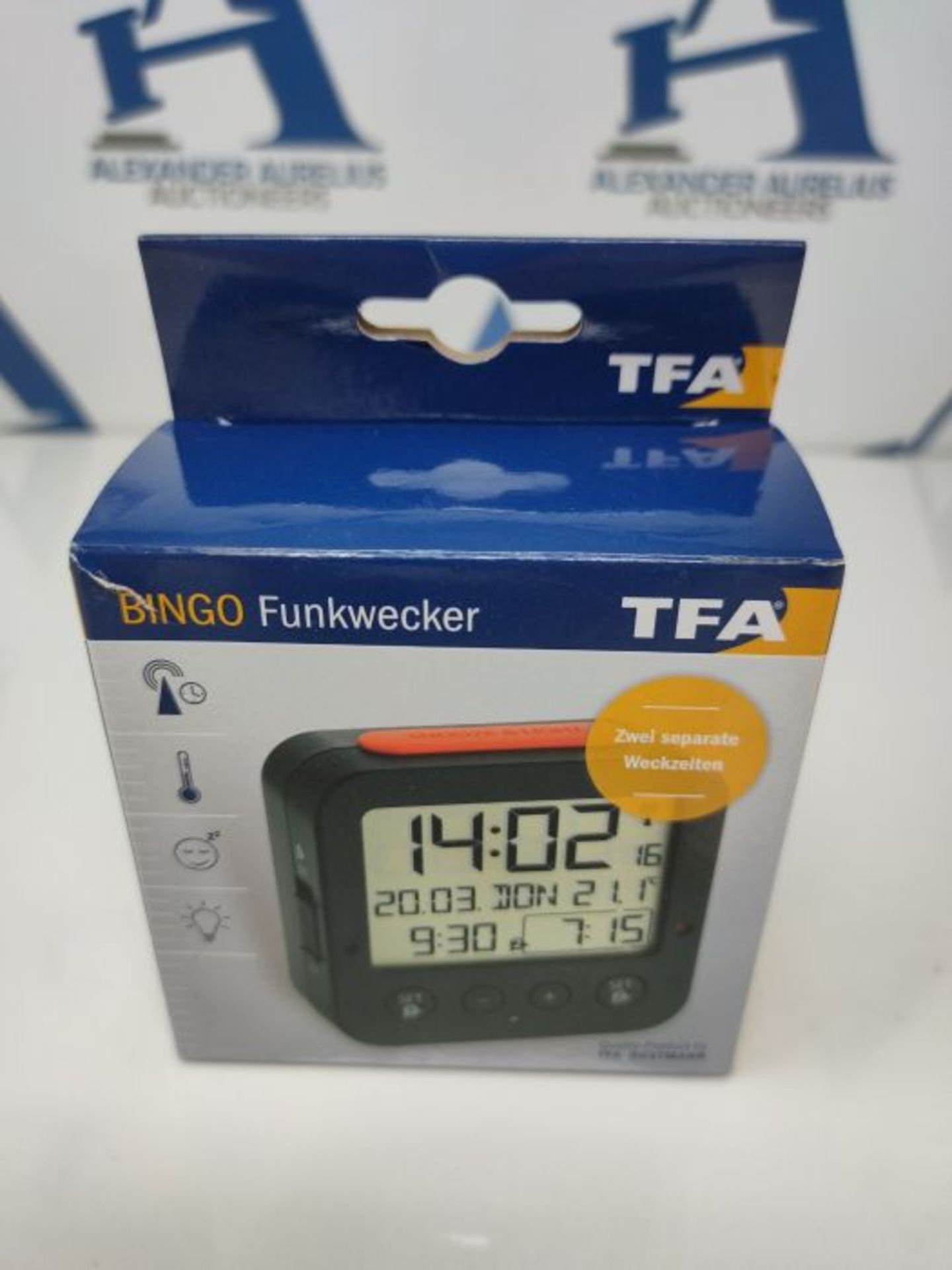 TFA Dostmann Bingo Funk-Wecker, mit autom. Hintergrundbeleuchtung, 60.2528.01, Datum, - Image 2 of 3