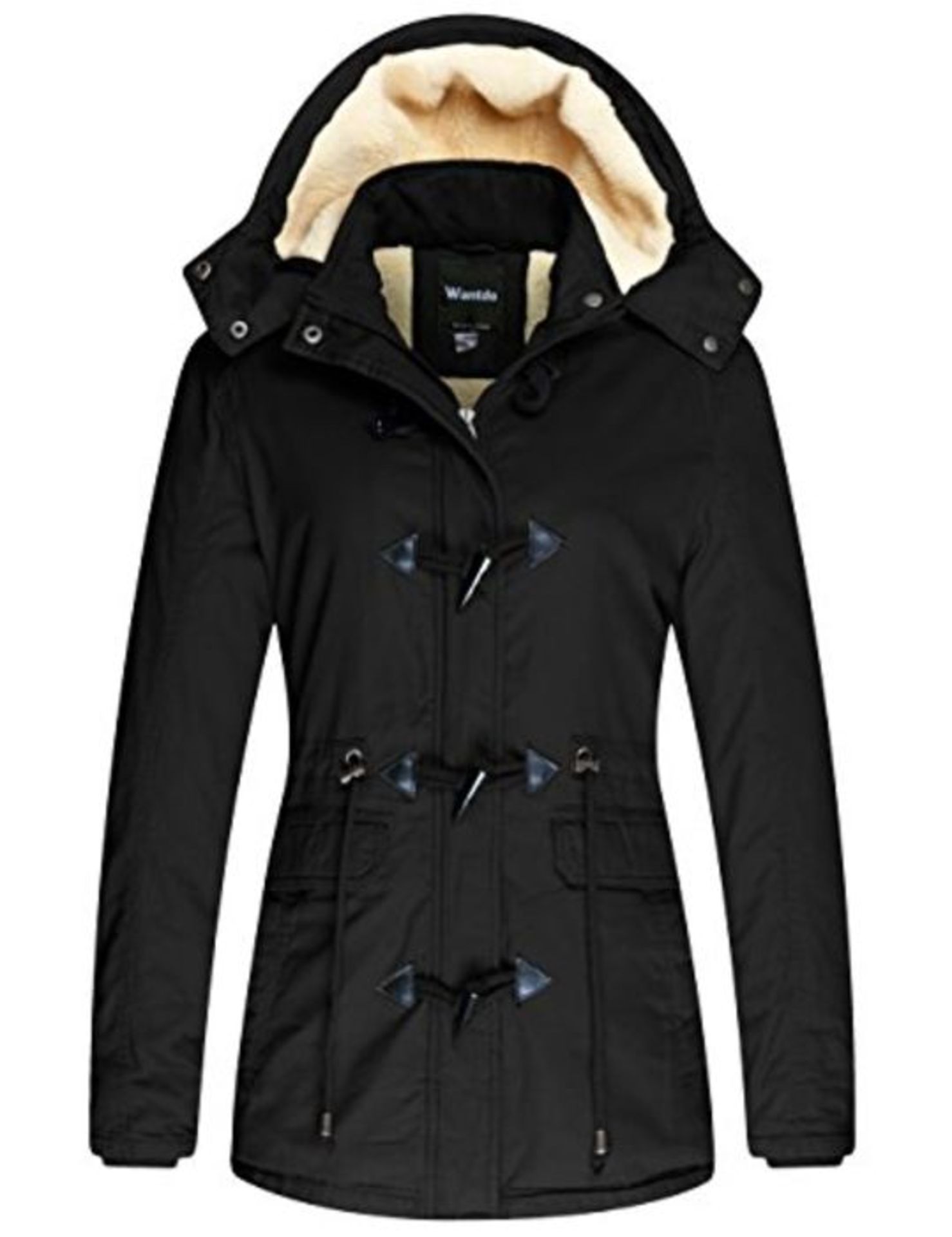 RRP £74.00 Wantdo Women's Windproof Warm Coat Winter Casual Fleece Coat Classic Cotton Hoodie Jac