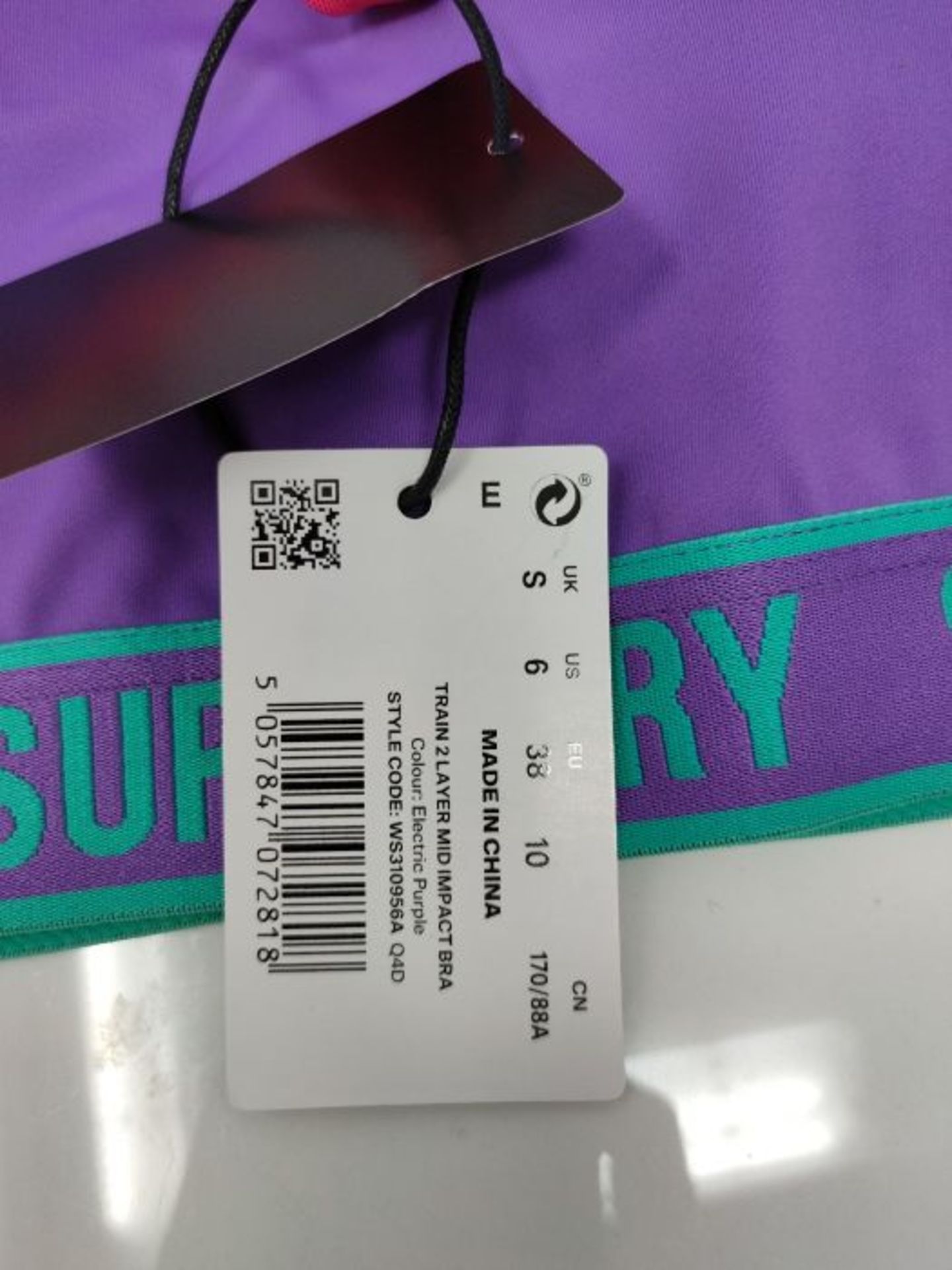 Superdry Women's Train 2 Layer MID Impact Bra Sports, Electric Purple, S - Image 2 of 2