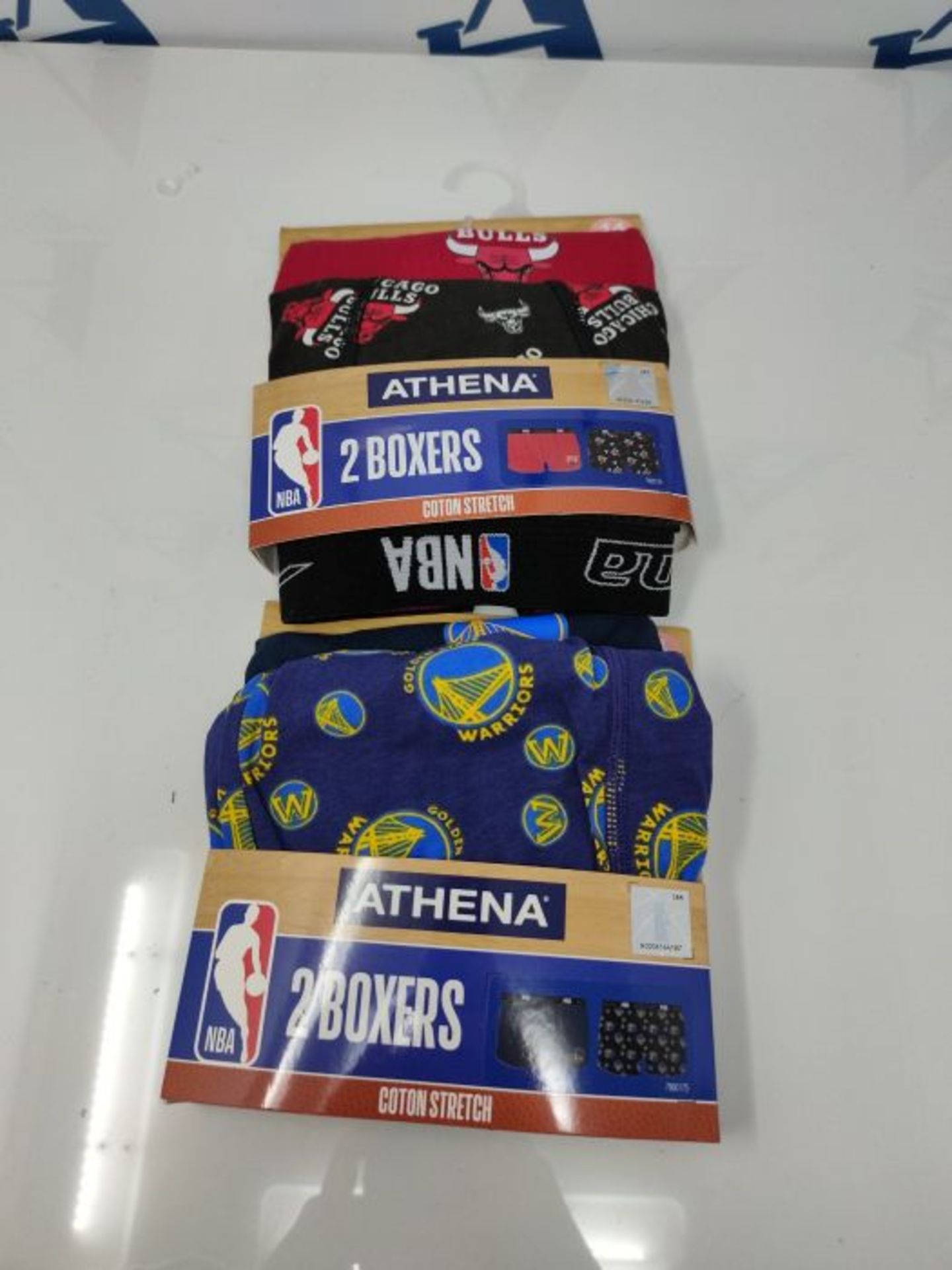 Athéna Boy's NBA 8D79 Underwear, Rouge/CHICAGOBULLS/BLEU/Warriors, 7 - Image 2 of 2