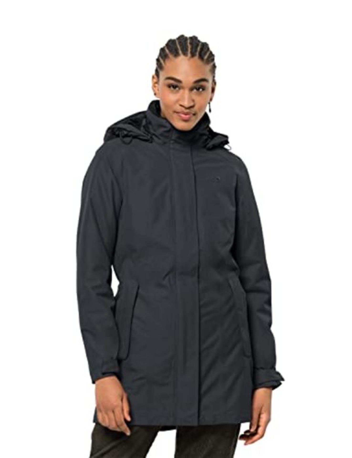 RRP £257.00 Jack Wolfskin Damen Madison Avenue Coat Mantel, Grau (phantom), M