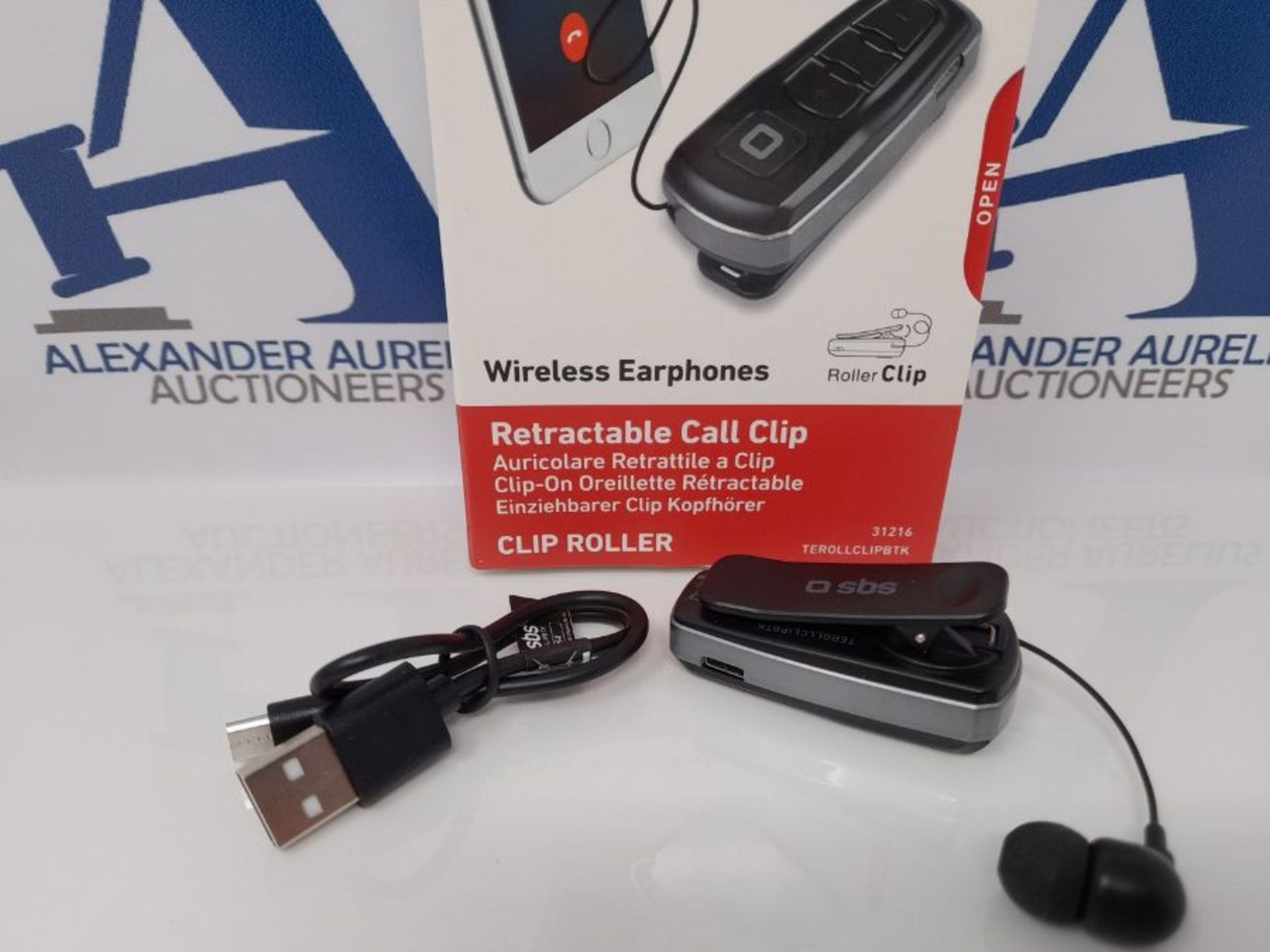 RRP £51.00 SBS Bluetooth Headset with Clip and Roll-up Wire Multipoint Technology to connect 2 de - Image 2 of 3