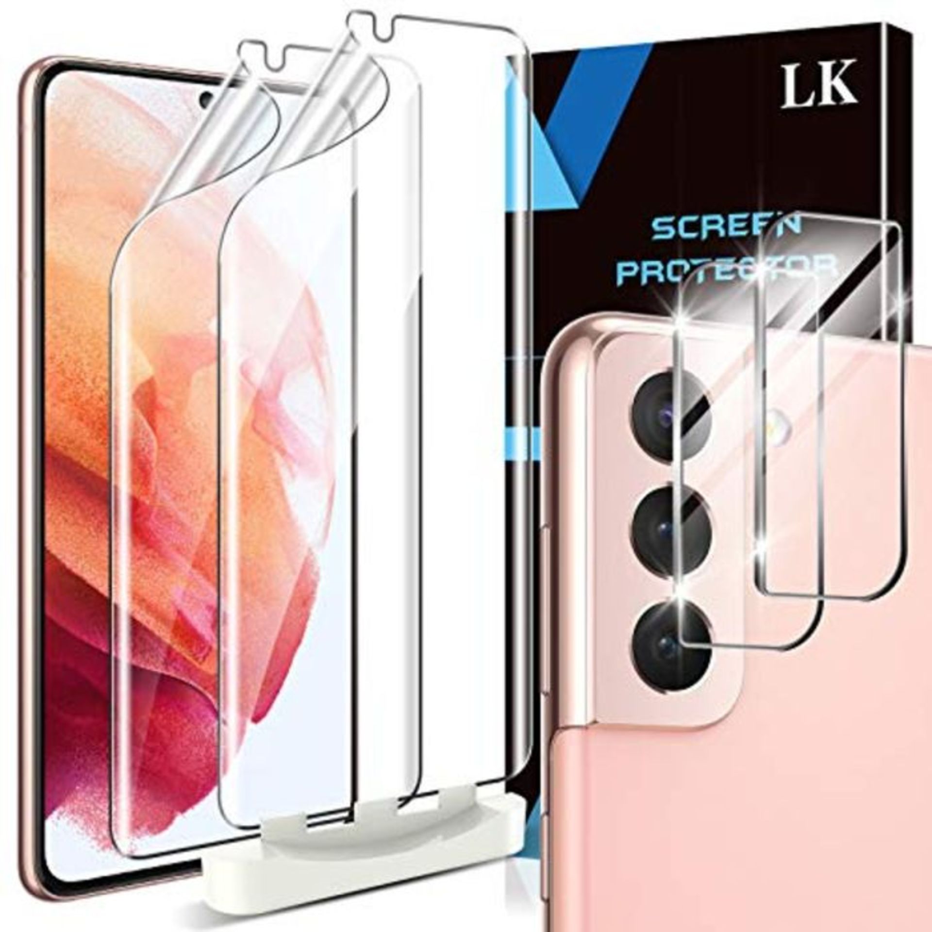 LK 4 Pack 2pcs Screen Protector & 2pcs Camera Lens Protector Compatible with Samsung G