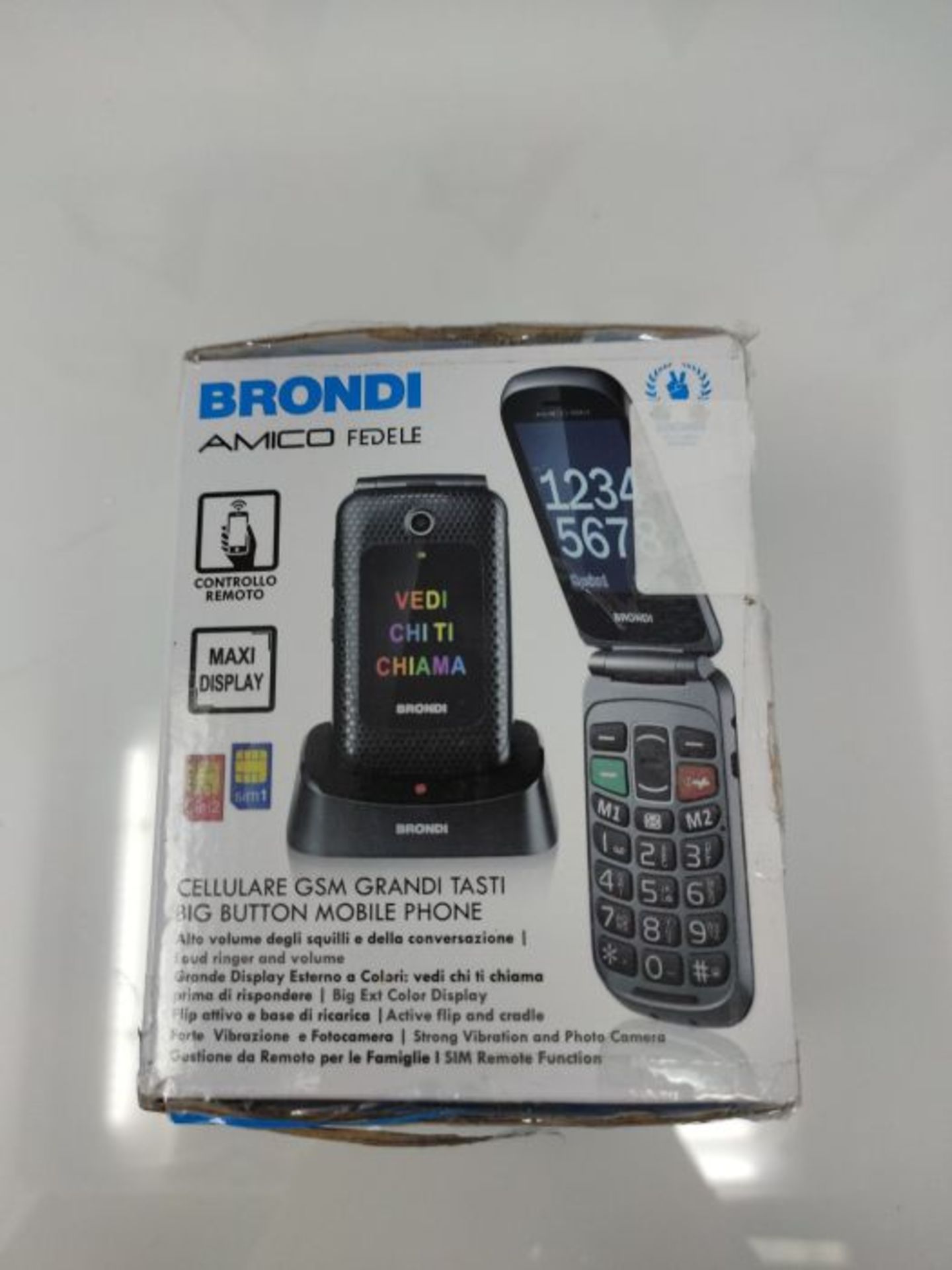 RRP £60.00 Brondi Amico Fedele, Telefono cellulare GSM per anziani con tasti grandi, tasto SOS e - Image 2 of 3
