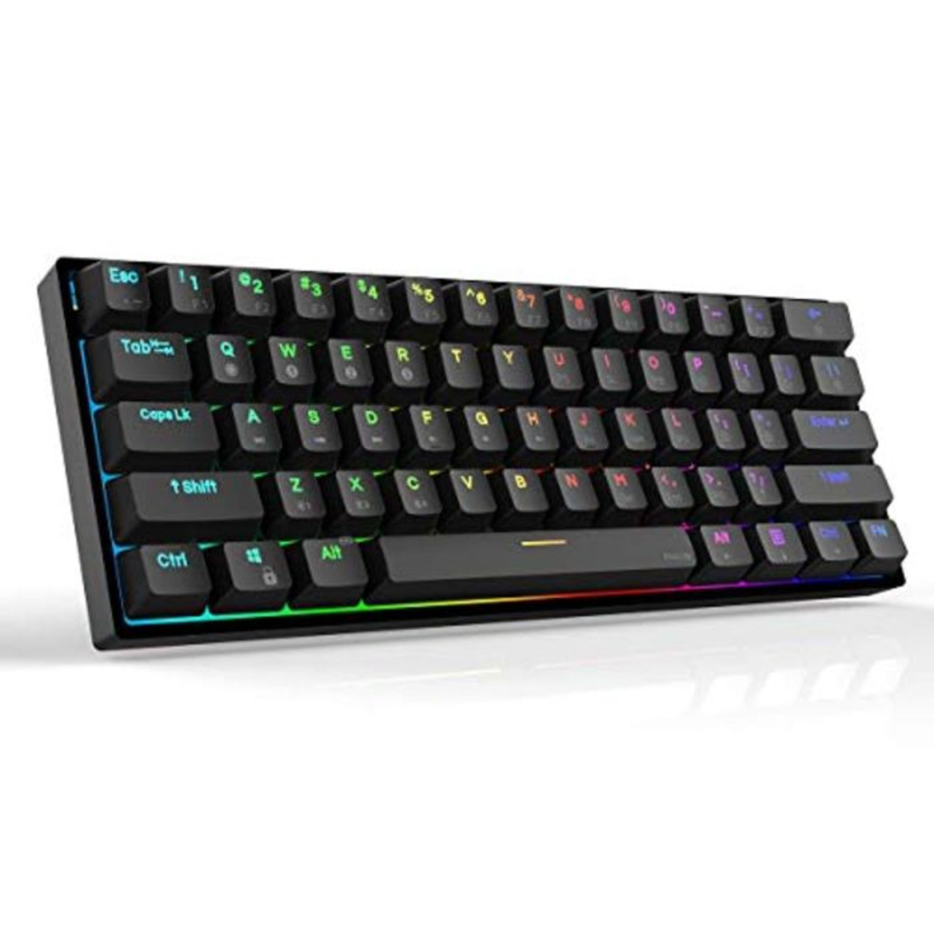 RRP £61.00 DIERYA 60% Gaming Keyboard,61 Keys Bluetooth 5.1 Wireless/Wired RGB Backlit Mechanical