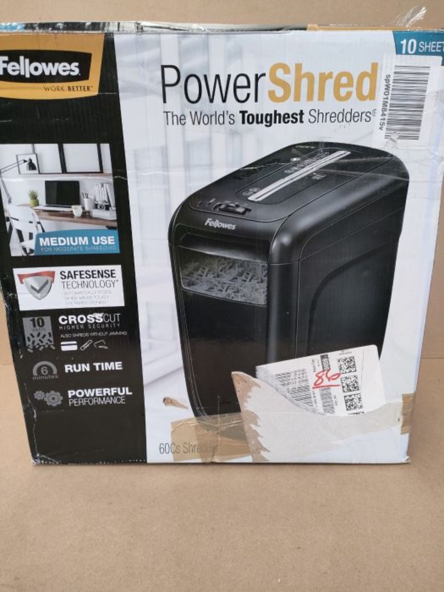 RRP £66.00 Fellowes 4606001 60Cs 10-Sheet Paper, Credit Card Shredder with Safety Features - Image 2 of 3