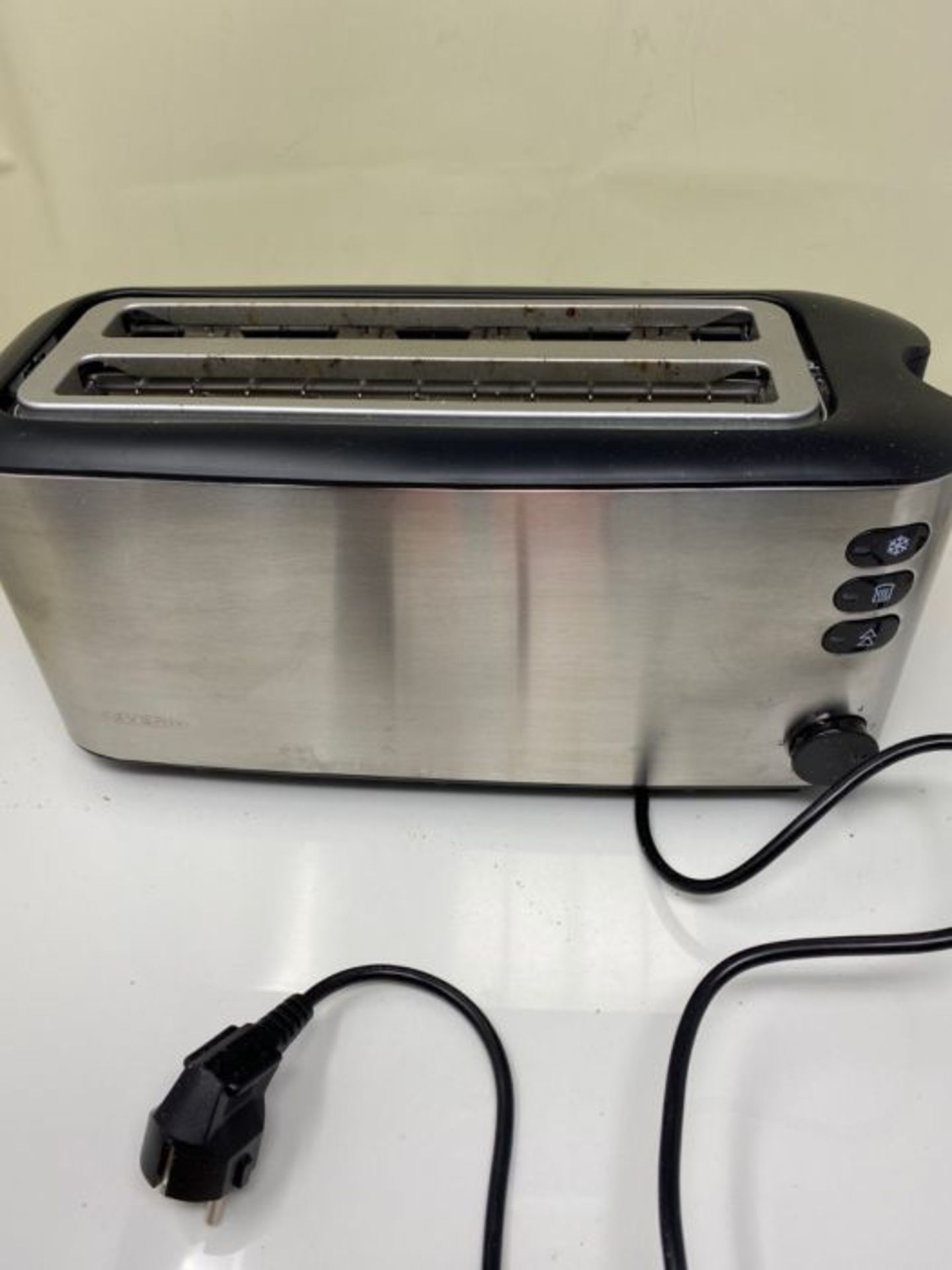 Severin 2509 Automatic 4-Slice Long Slot Toaster, 1400 W, Stainless Steel-Black Chambe - Image 3 of 3