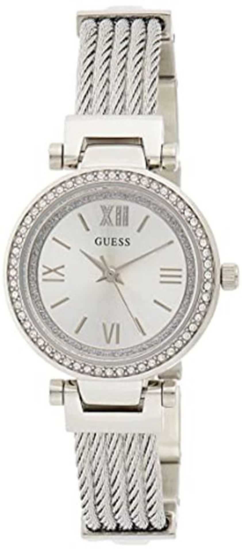 RRP £84.00 Guess Damen Analog Quarz Uhr mit Edelstahl Armband W1009L1