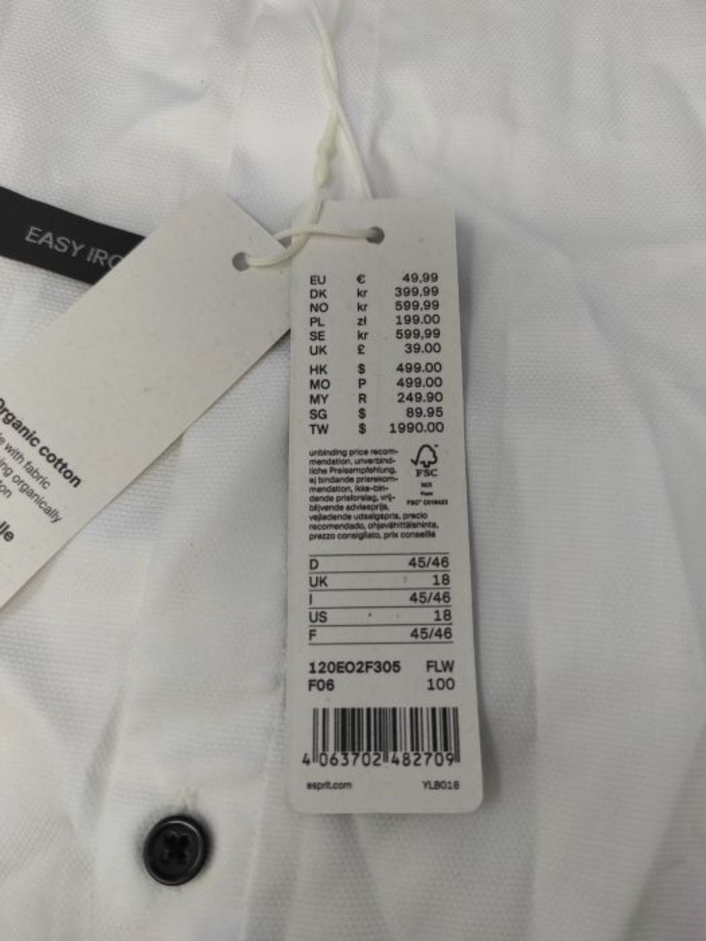 ESPRIT Collection Men's 120eo2f305 Shirt, 100/White, 36 - Image 3 of 3
