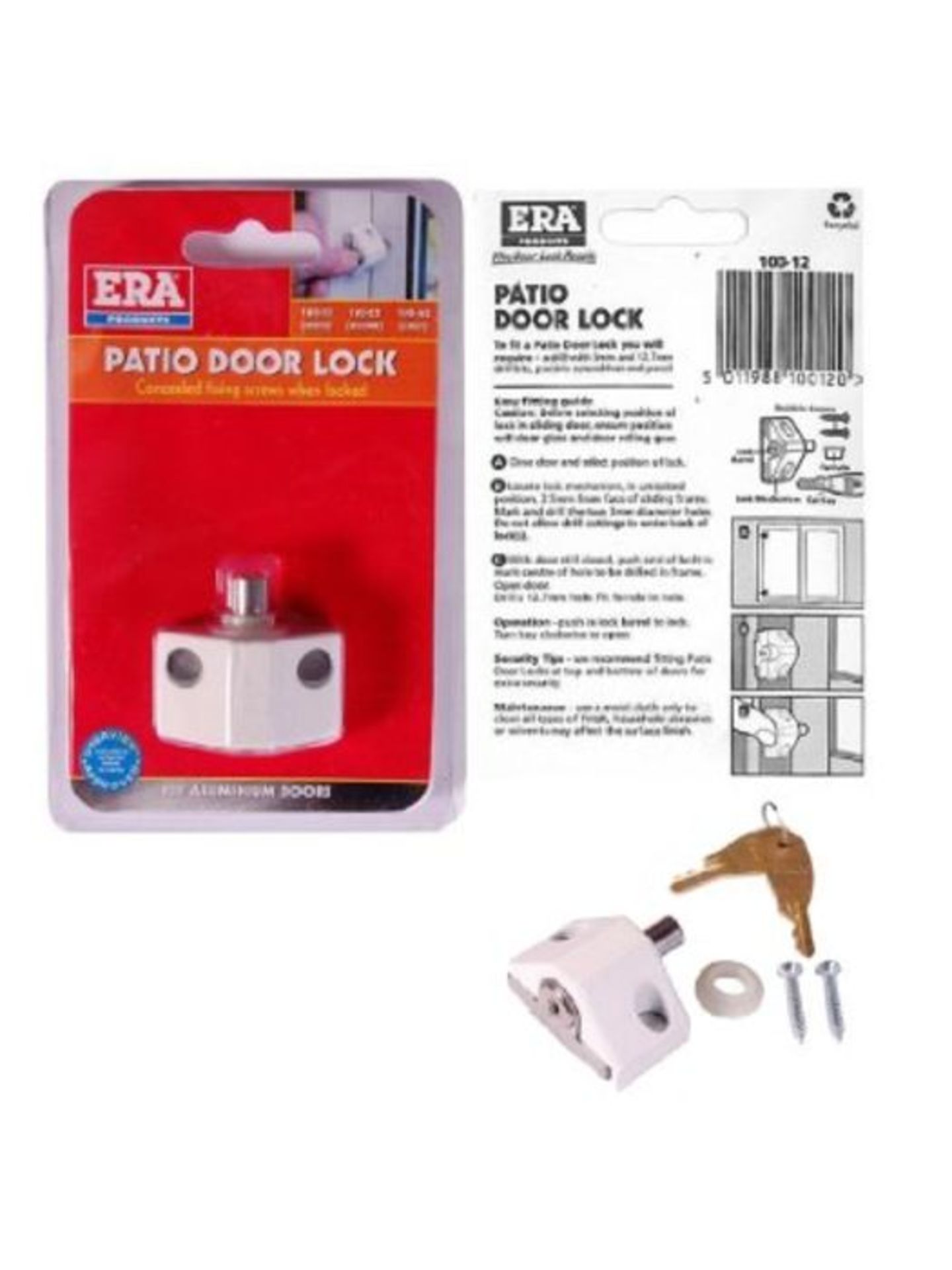 ERA Saracen Patio Door Lock in White