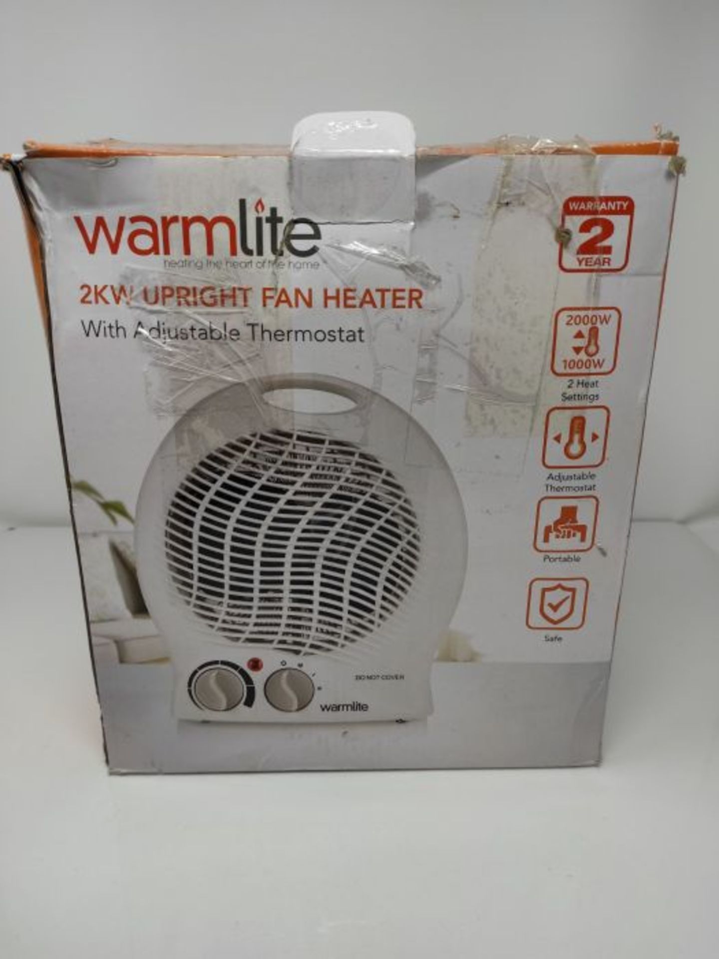 Warmlite WL44002 Thermo Fan Heater with 2 Heat Settings and Overheat Protection, 2000W - Image 2 of 3