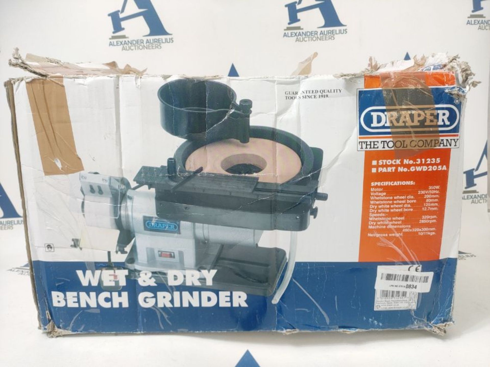 RRP £162.00 Draper 31235 Wet and Dry Bench Grinder, 230V - Image 2 of 3