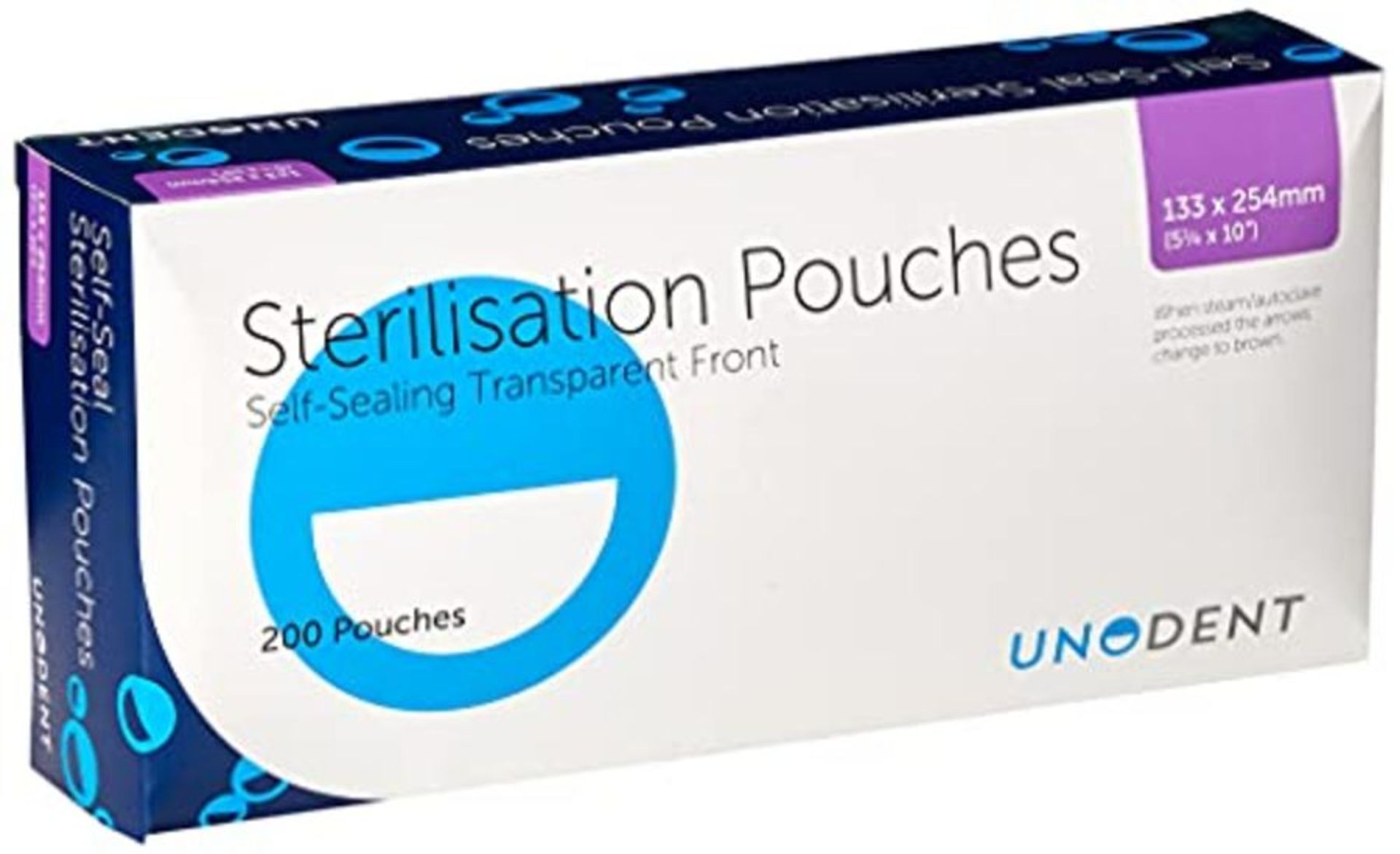 UnoDent GBS525 Sterilisation Pouch, 135 mm x 254 mm (Pack of 200)