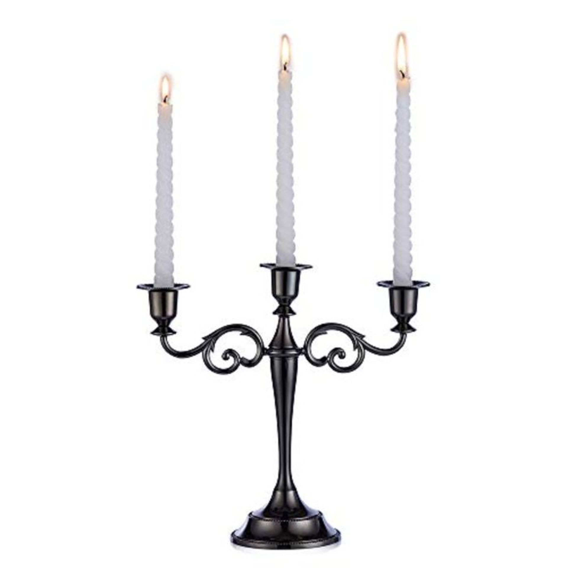 Sziqiqi Black metal candle holder 3-arms candle stand 27cm tall wedding event candelab