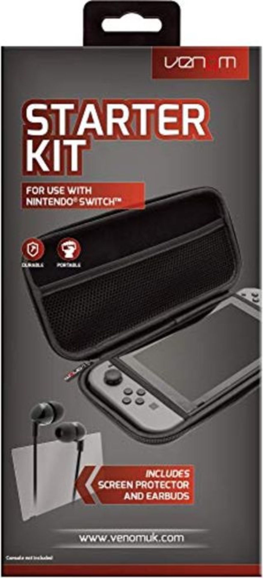 Venom Switch Tempered Glass Screen Protector and Controller Case Starter Kit (Nintendo