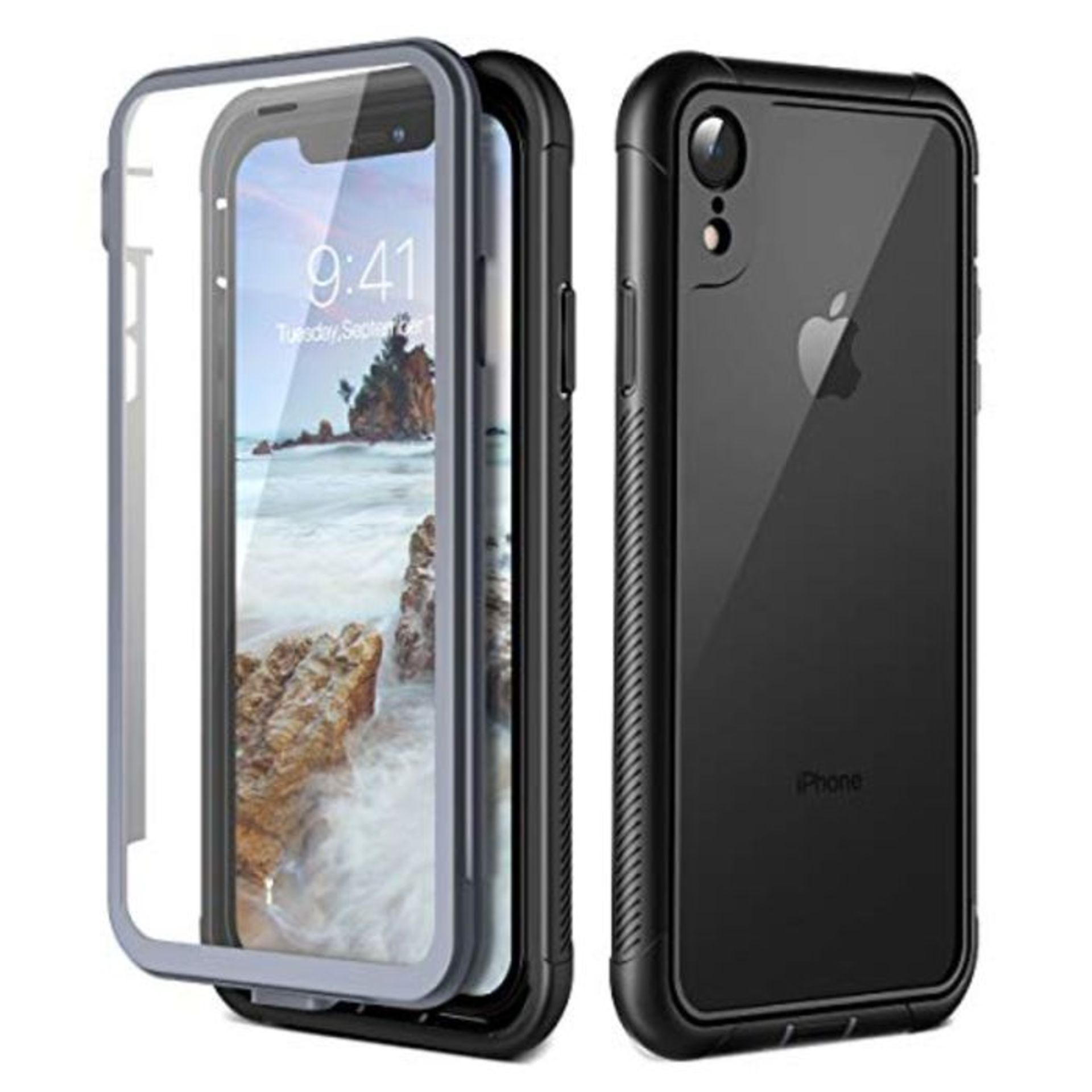 Prologfer iPhone XR Case 360 Degree Protection Built-in Screen Protector Cover Shockpr