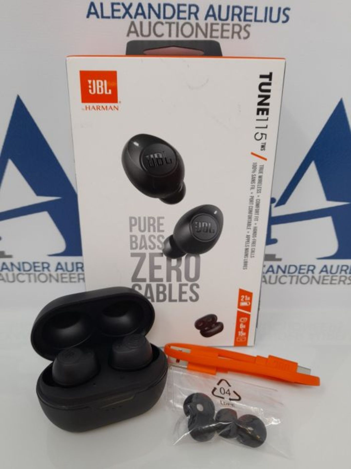 RRP £67.00 JBL TUNE 115 TWS - True wireless Bluetooth earbuds with charging case, in black - Image 2 of 3
