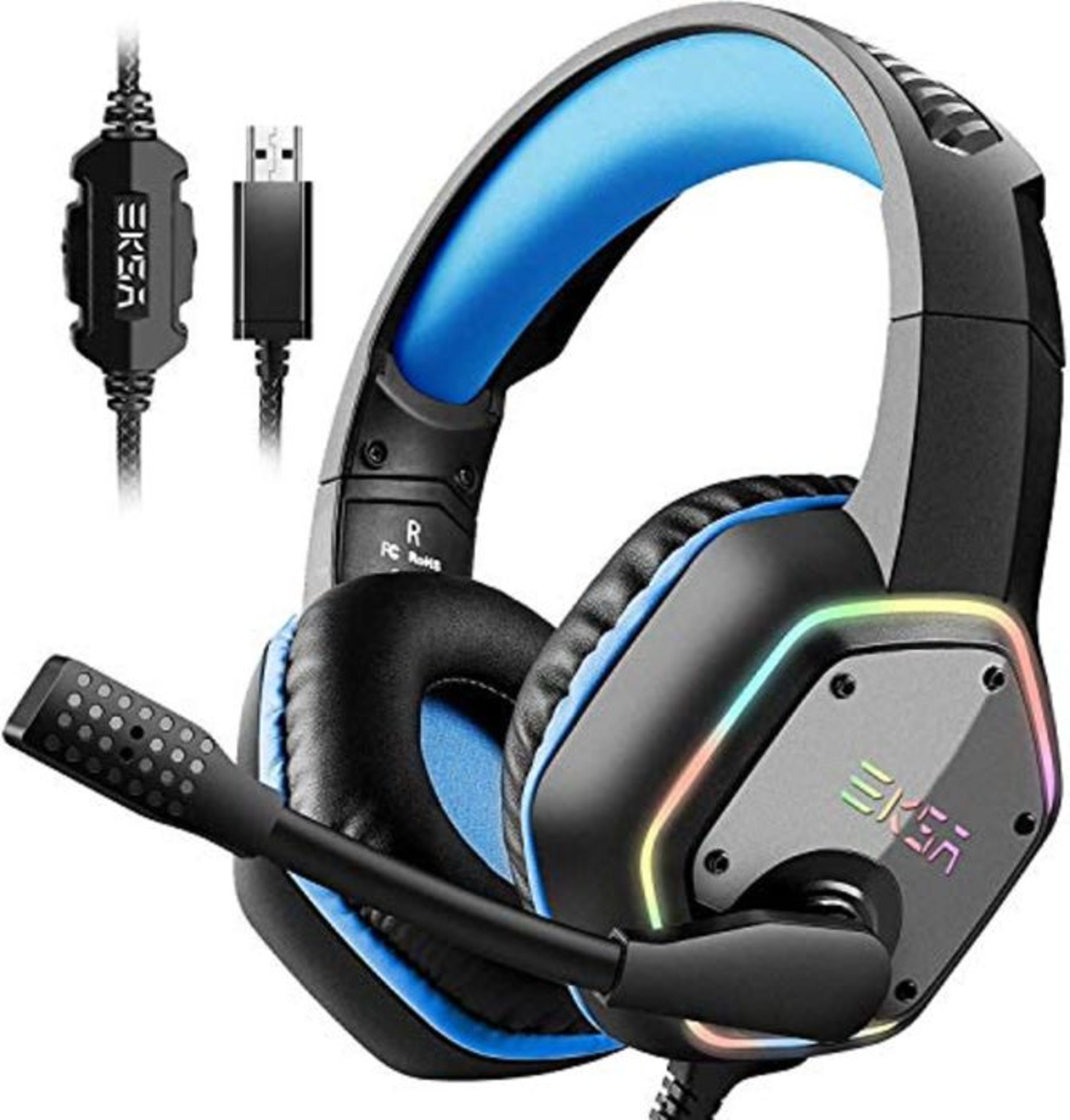 EKSA E1000 Gaming Headset for PS4 PC, Over-Ear Gaming Headphones with 7.1 Surround Sou