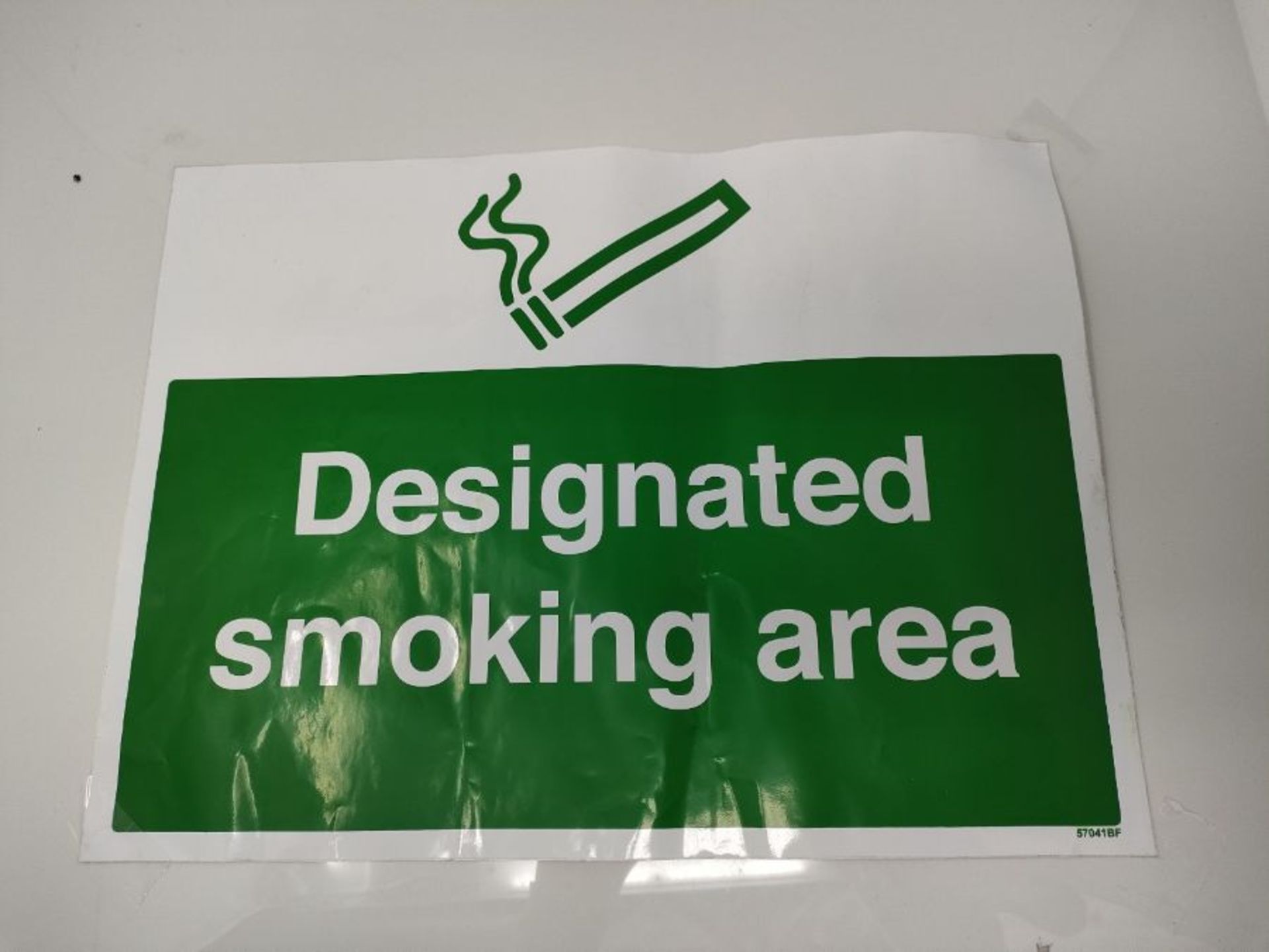 VSafety Designated Smoking Area Prohibition Sign - Landscape - 600mm x 450mm - Self Ad - Image 2 of 2