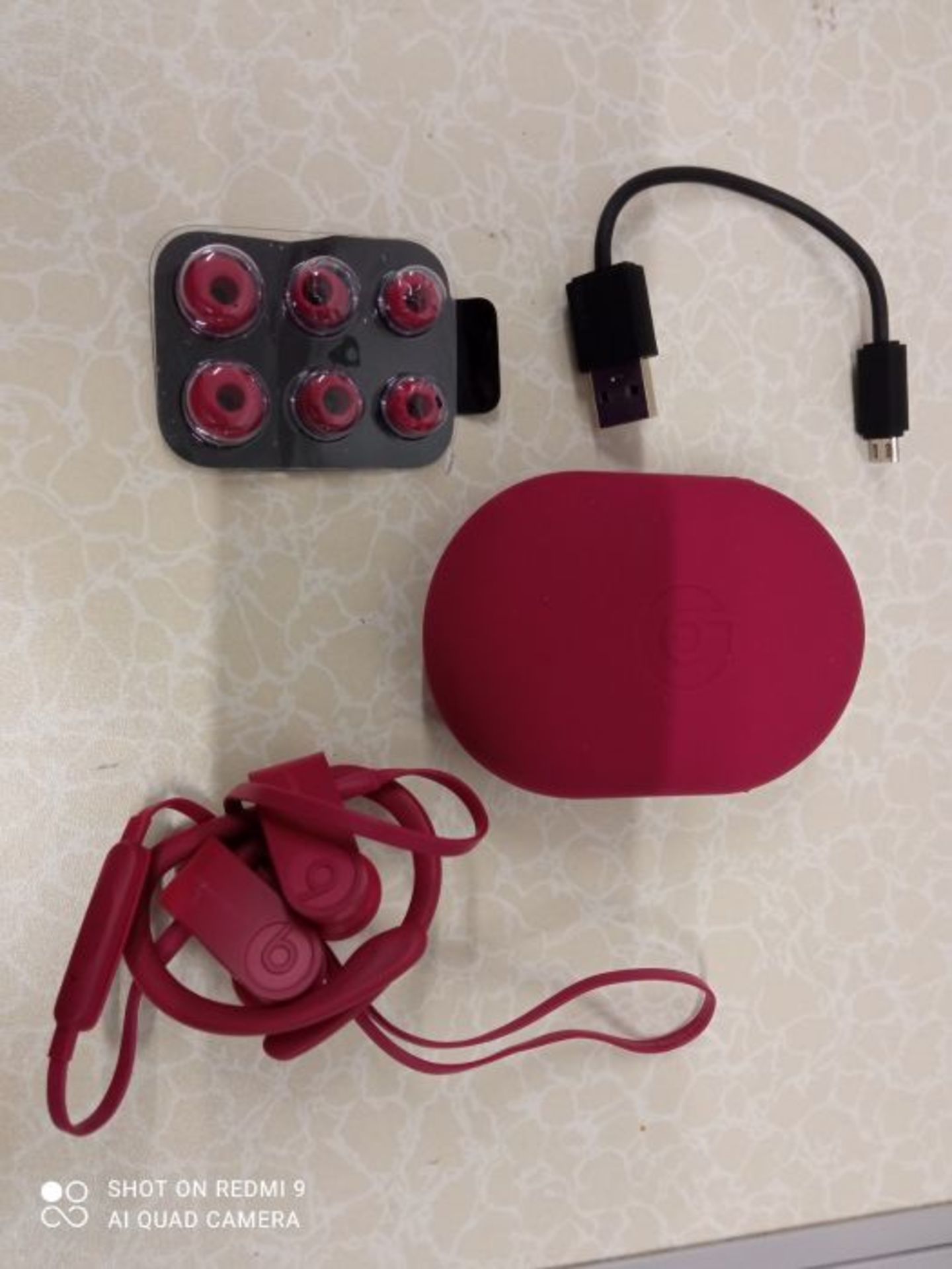 RRP £90.00 Power Beats 3 Maroon, With case, charger and extra silicone tips
