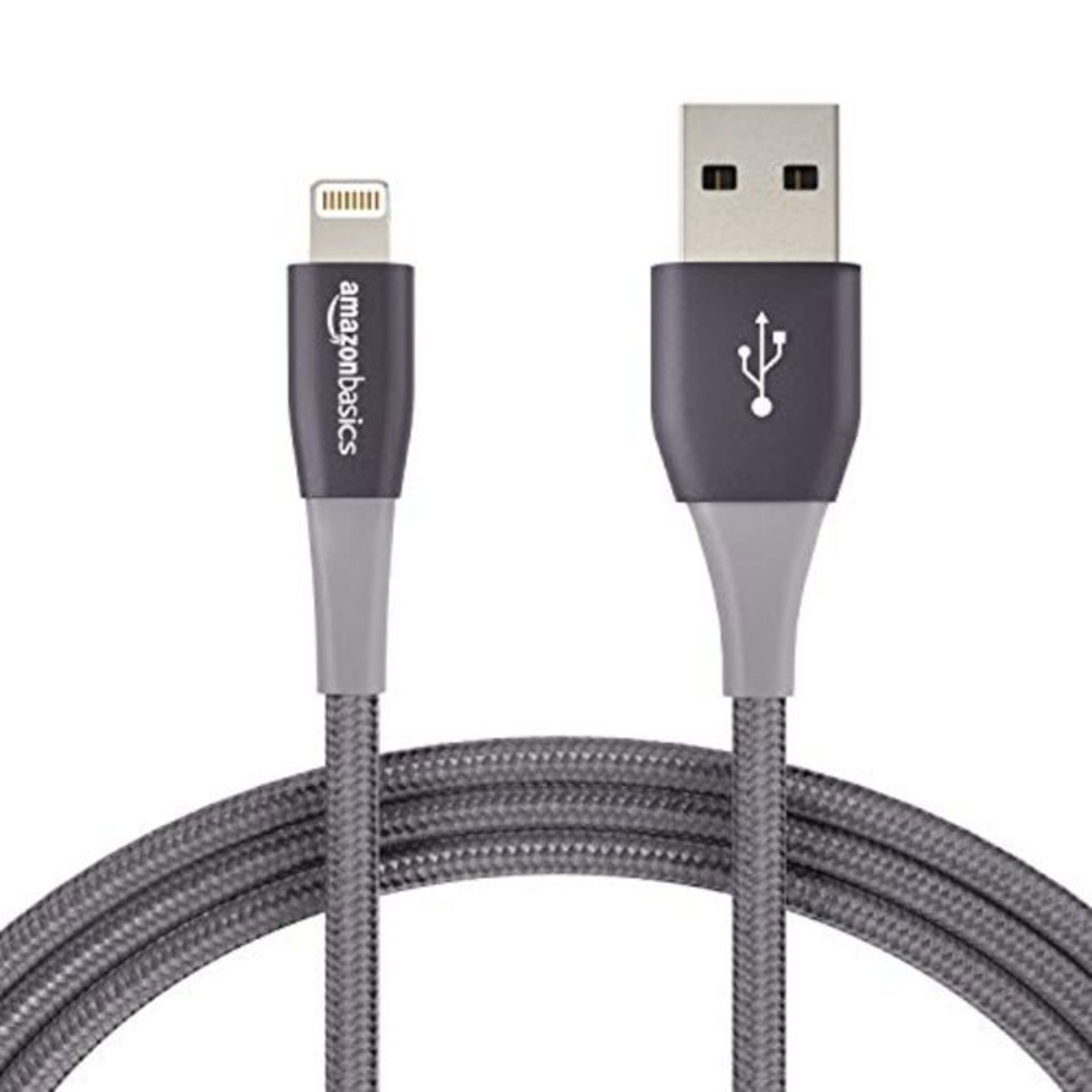 Amazon Basics Double Nylon Braided USB A Cable with Lightning Connector, Premium Colle