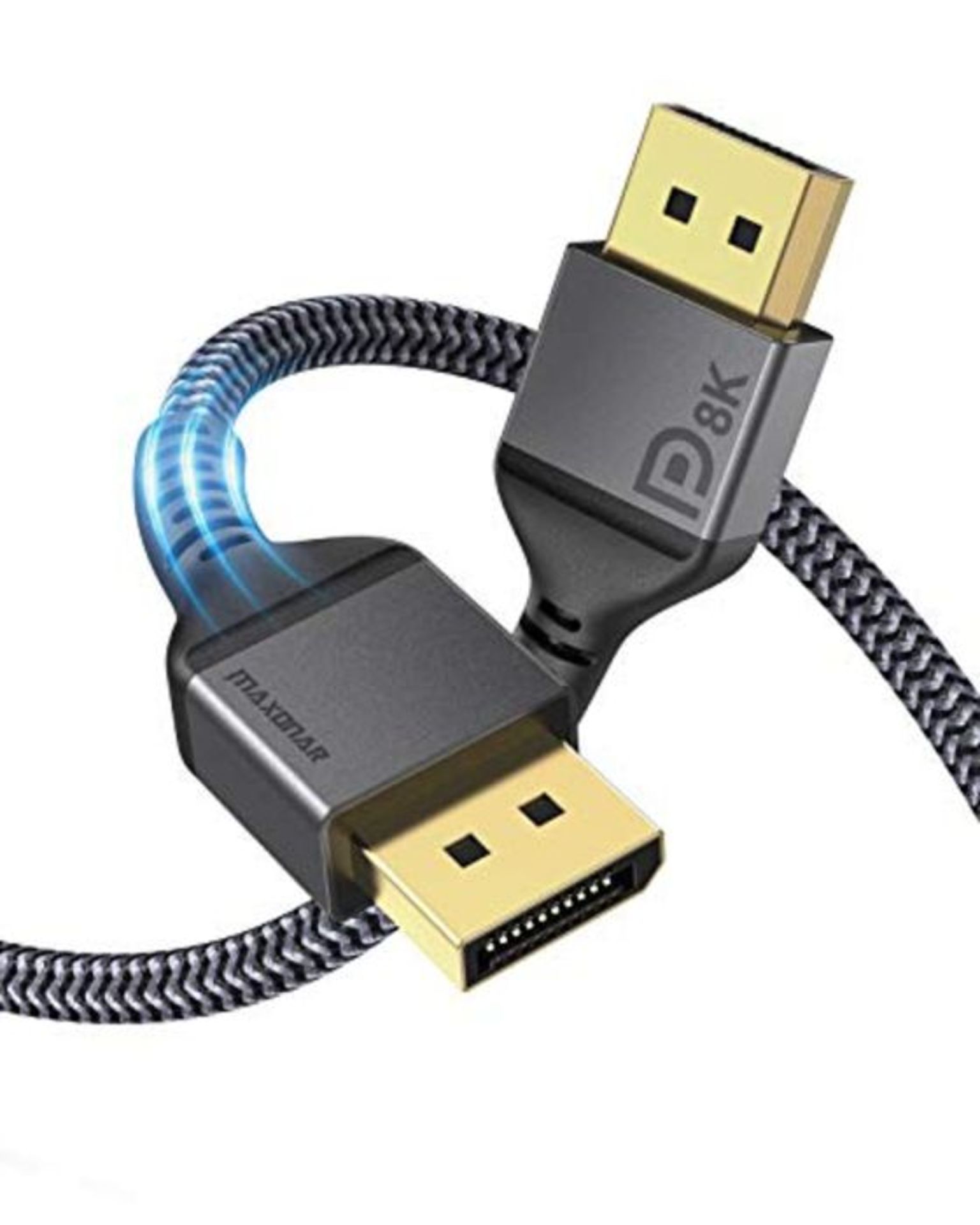 DisplayPort Cable 1.4 Maxonar 2M/6.6FT DP1.4 Cable 8K@60Hz HBR3 4K@60Hz/144Hz/120Hz 5K