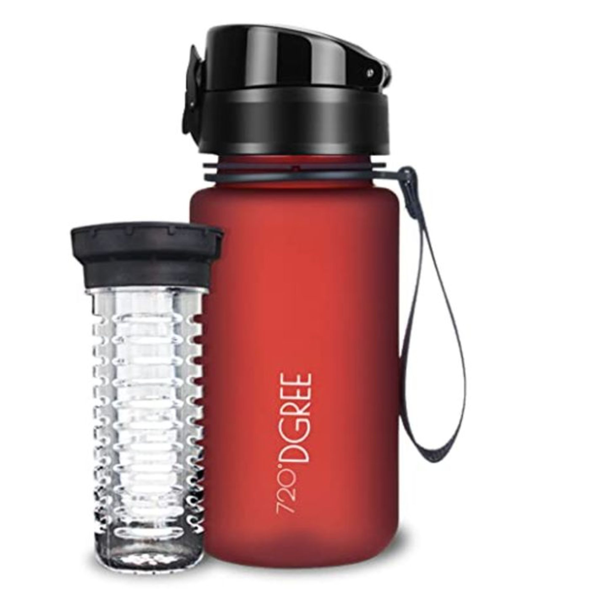 720°DGREE Water Bottle ?uberBottle? - 1 L softTouch +Fruit-Infuser - BPA-Free Tritan,
