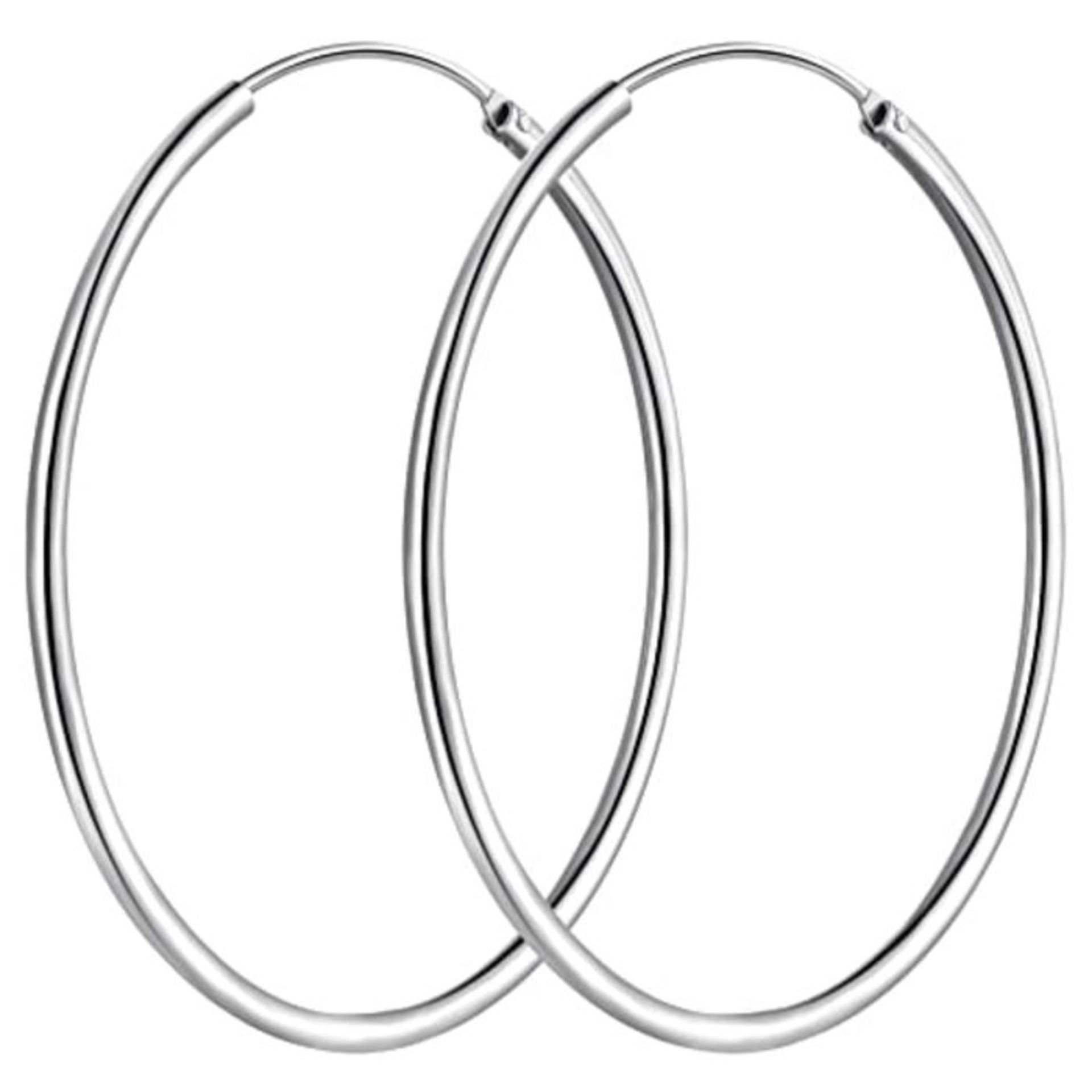 T400 Jewelers 925 Sterling Silver Polished Round Circle Endless Hoop Earrings,Size 70