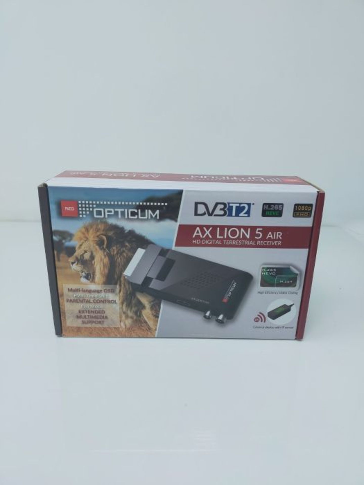 RED OPTICUM AX Lion 5 Air DVB-T2 H.265 Receiver with Recording Function - External IR