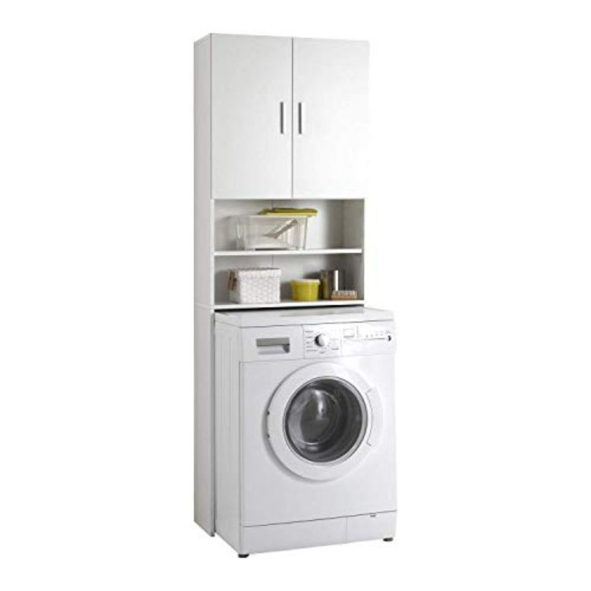 RRP £68.00 FMD furniture Waschmaschinenschrank und ÃSberbau in WeiÃx, Badschrank mit 2 TÃ¼r