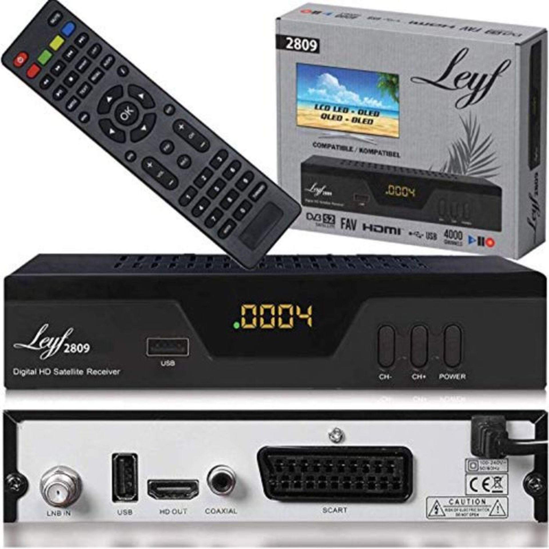 Leyf 2809 Digital Satellite Receiver (HDTV, DVB-S/S2, HDMI, SCART, 2x USB 2.0, Full HD