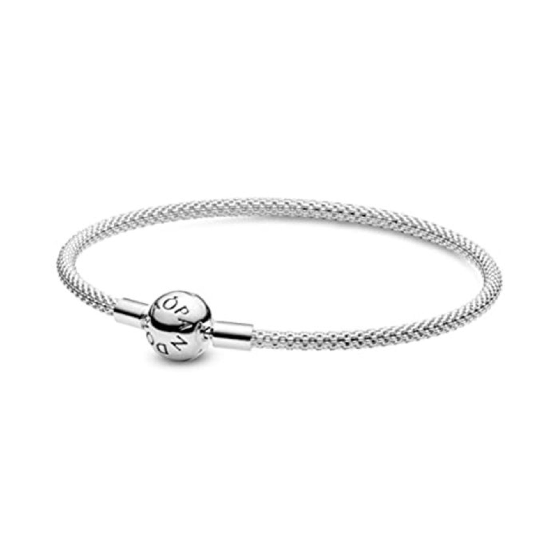 Pandora Moments Women's Sterling Silver Mesh Chain Bracelet for Charms, Size 19