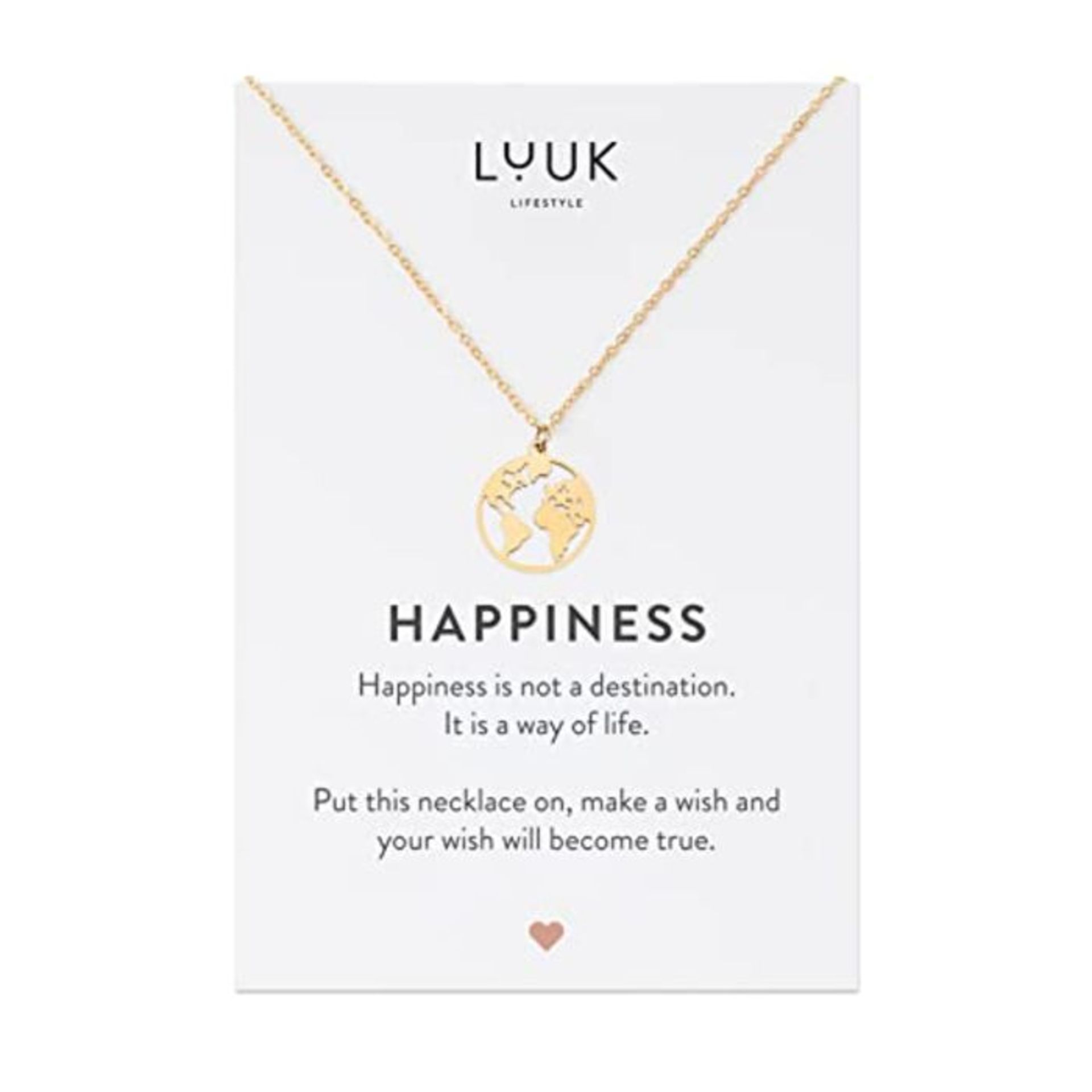 [CRACKED] LUUK LIFESTYLE Stainless steel necklace with worldmap pendant and card with