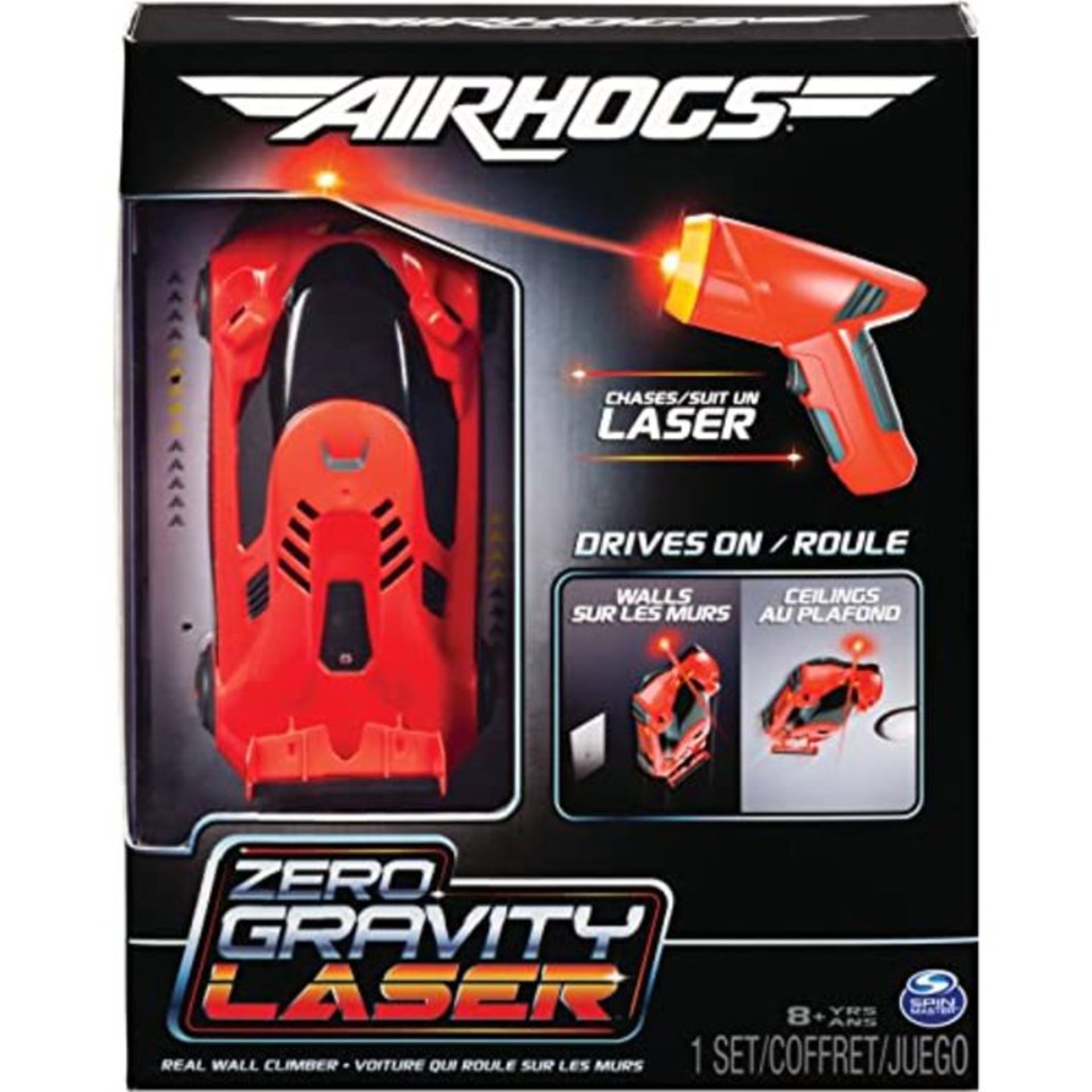 Air Hogs Zero Gravity Laser, Laser-Guided Real Wall-Climbing Race Car, Red