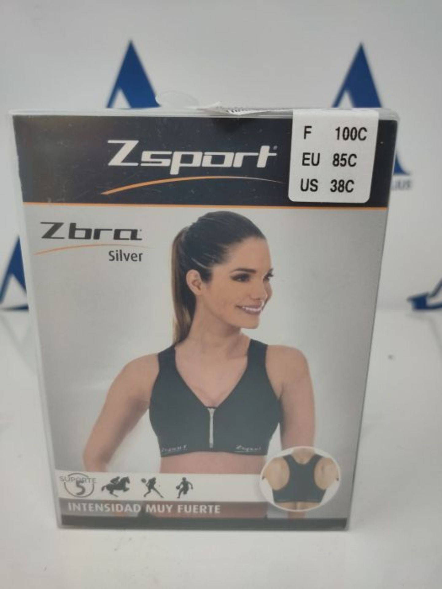 RRP £54.00 ZSPORT Silver Sujetador Deportivo, Mujer, Negro, 100C - Image 2 of 3