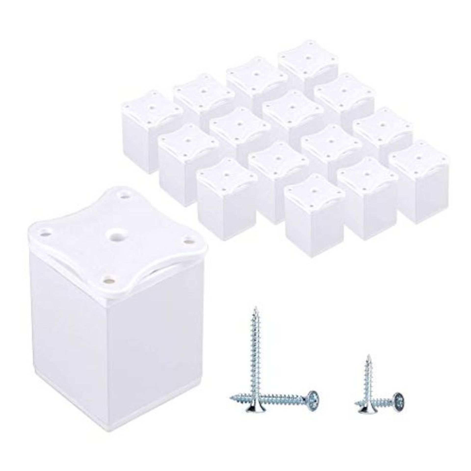 (Pack of 16 pcs) White 6 cm Modern Height Adjustable Furniture Legs Angular Profile: 4