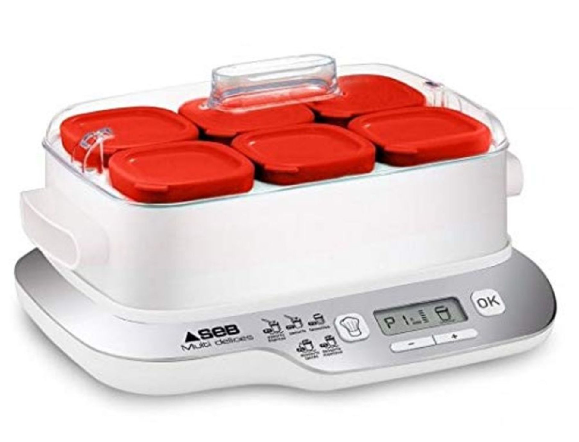 RRP £71.00 Seb Yoghurt Maker Multidelices Express Compact 6 Red Jars, Home Yoghurt, 5 Automatic P